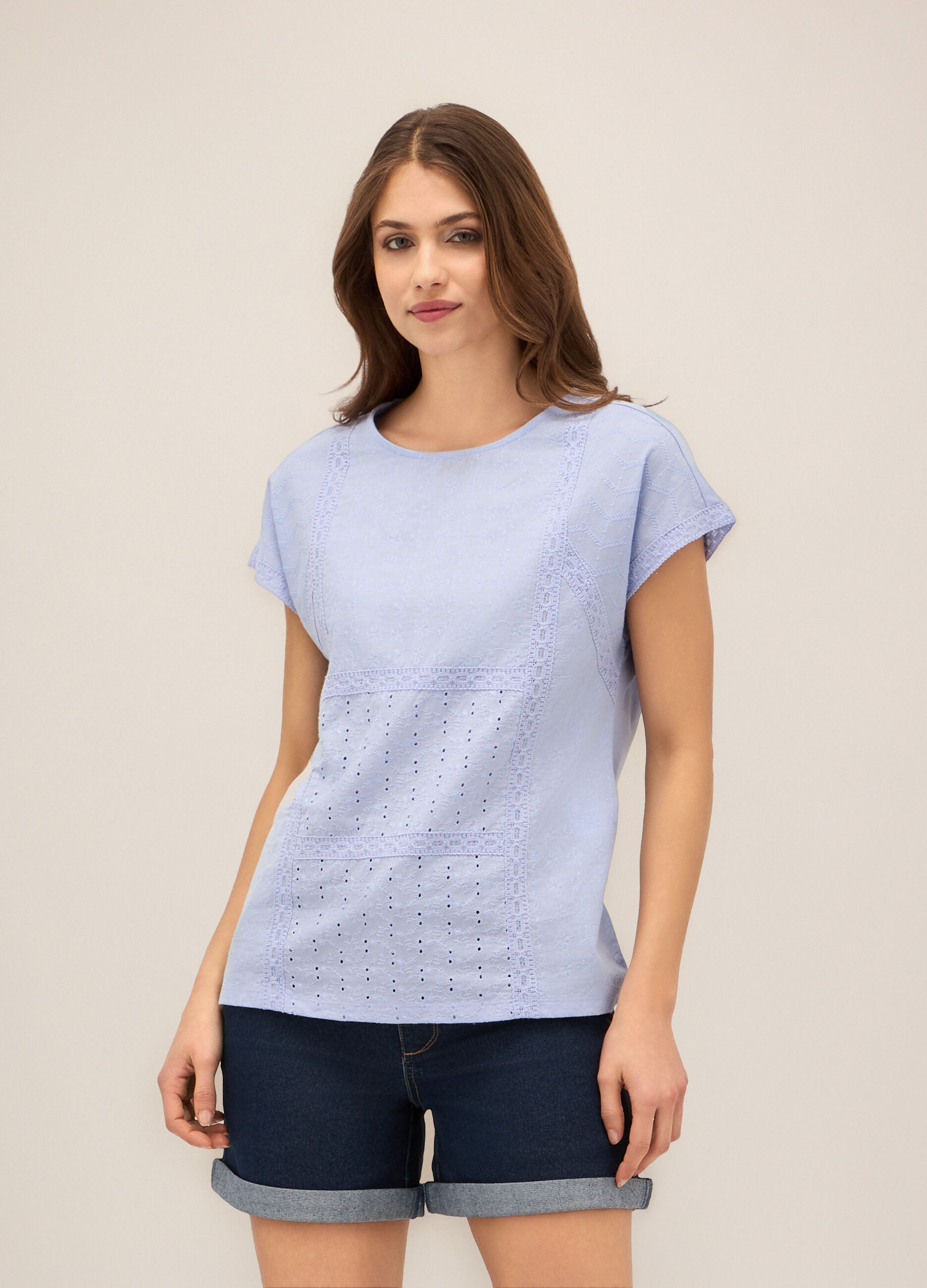 T-shirt in jersey di puro cotone donna_0