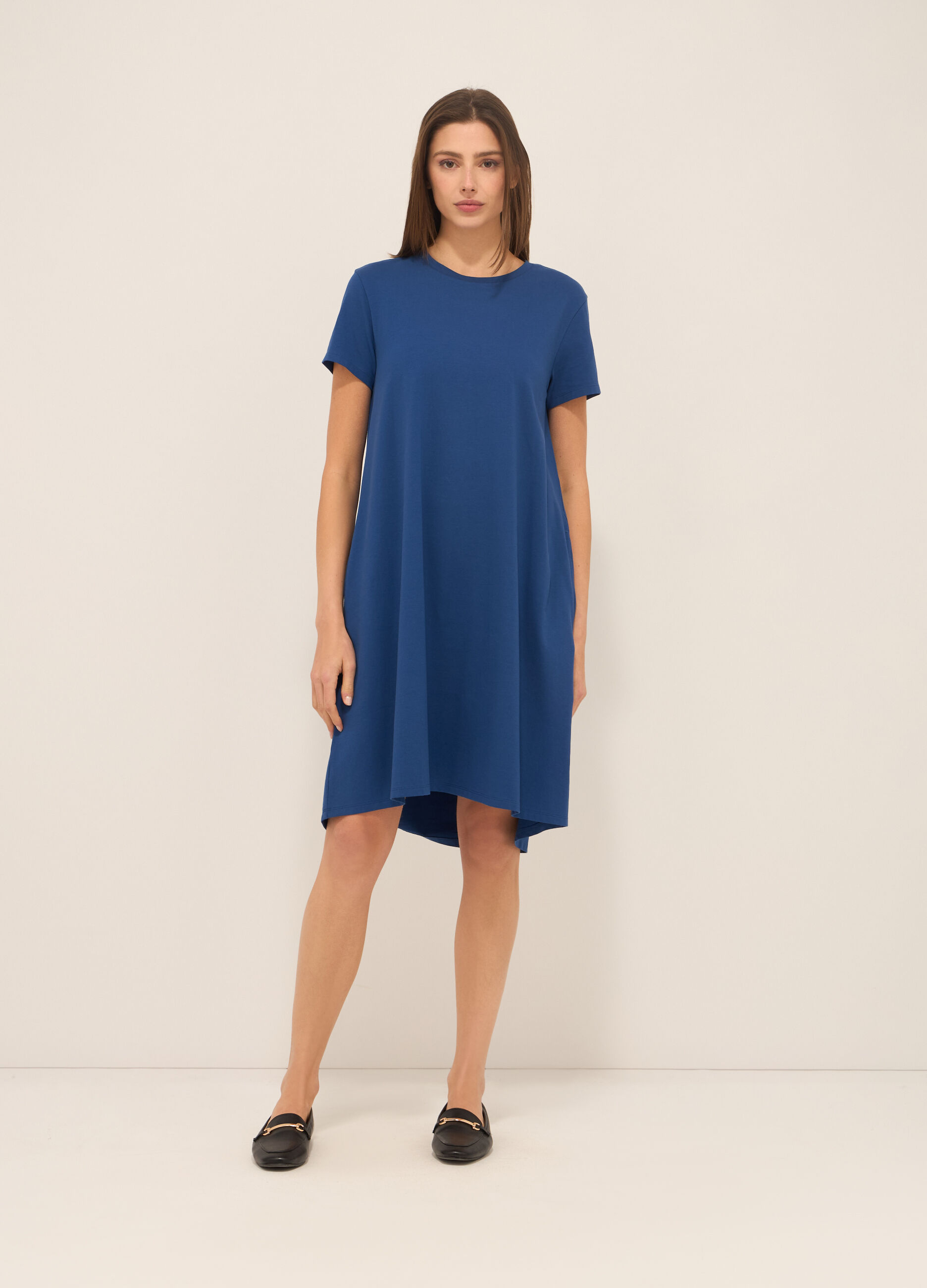 Abito corto in jersey di cotone stretch donna_0