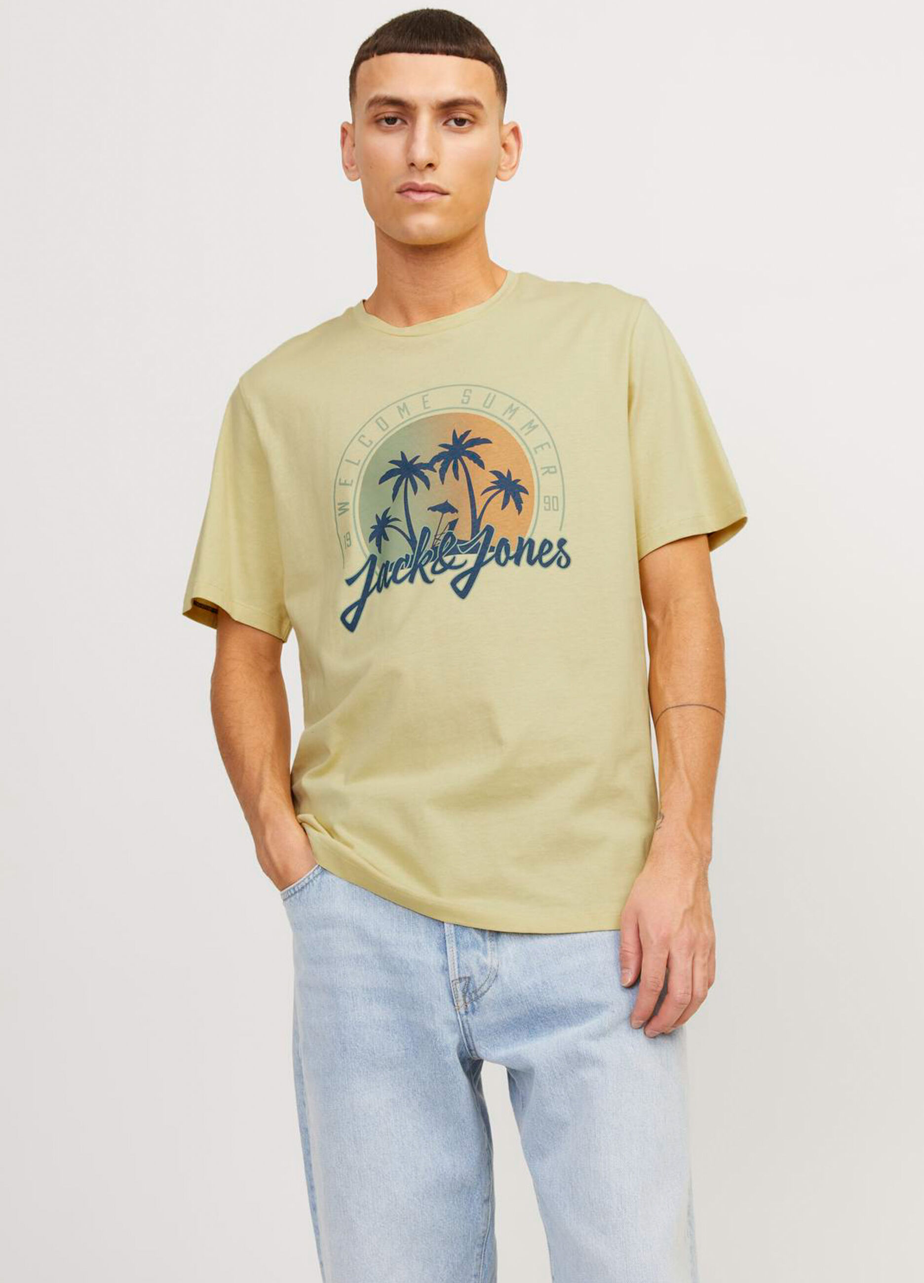 T-shirt girocollo in cotone con stampa uomo_2