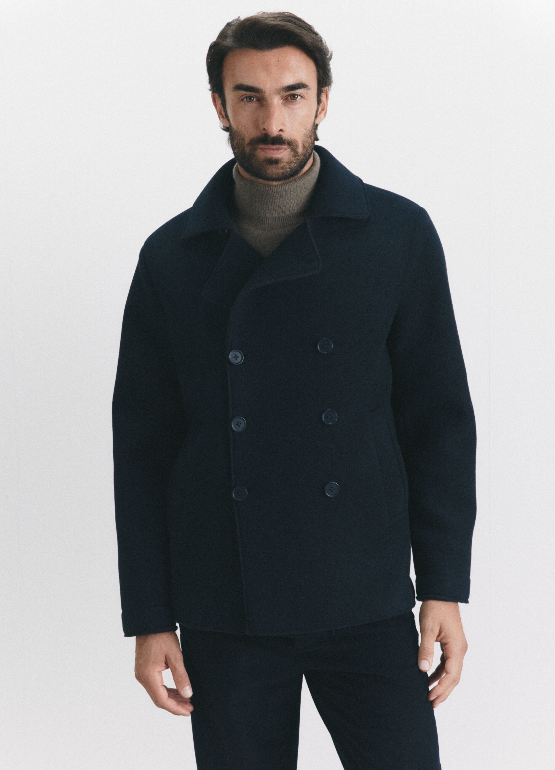 Cappotto stile caban in misto acrilico e lana uomo_1