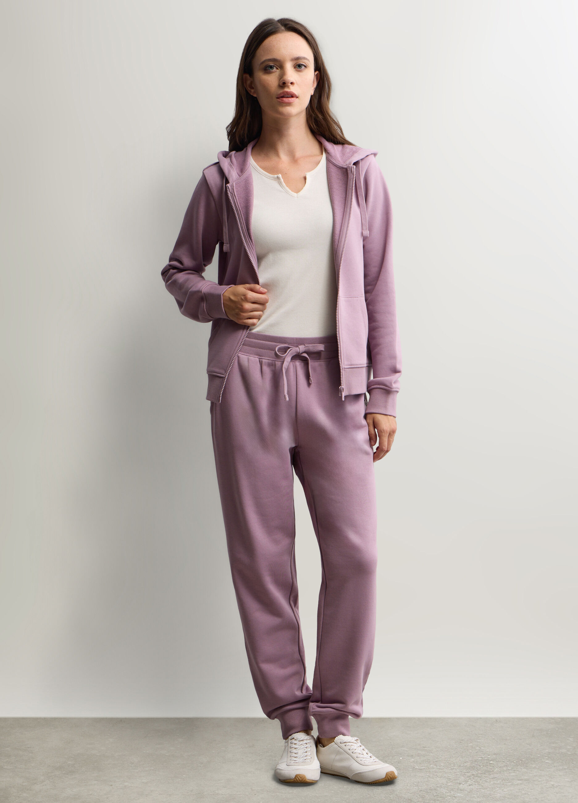 Jogger Fit Regular in misto cotone garzato stretch donna_0