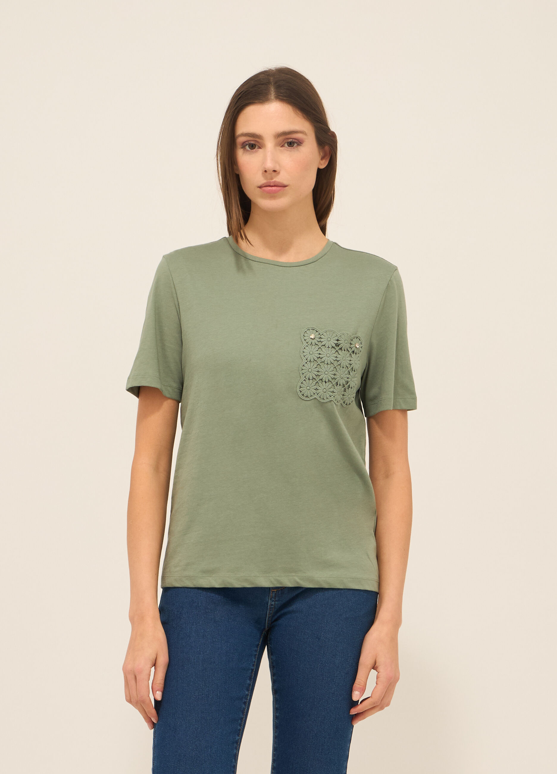 T-shirt in jersey di puro cotone donna_0