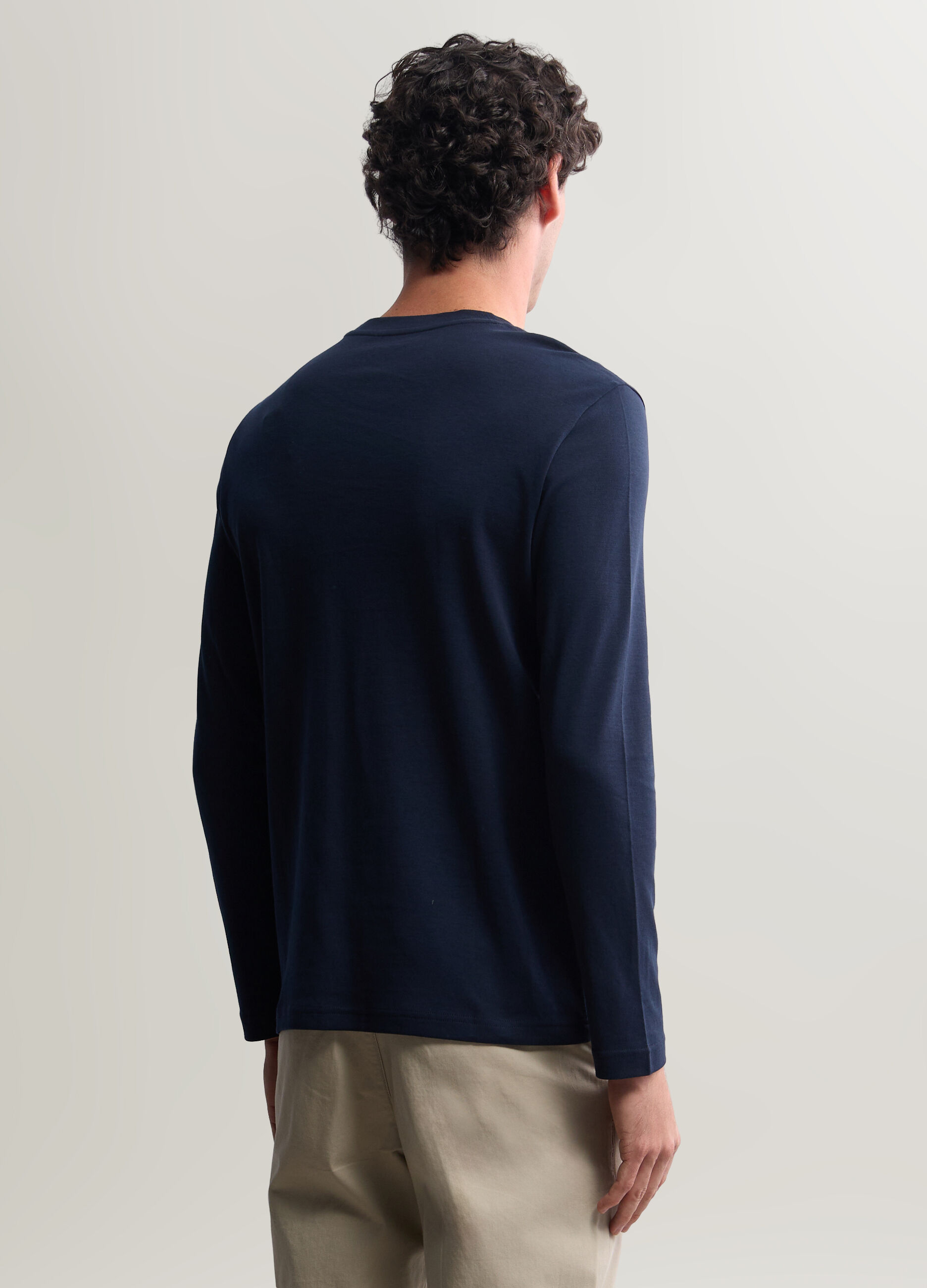 Maglia girocollo in interlock di cotone uomo_1