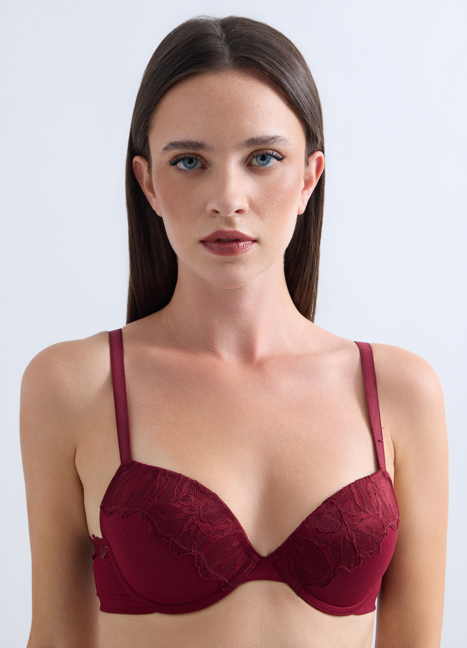 Reggiseno imbottito con inserti in pizzo donna_0