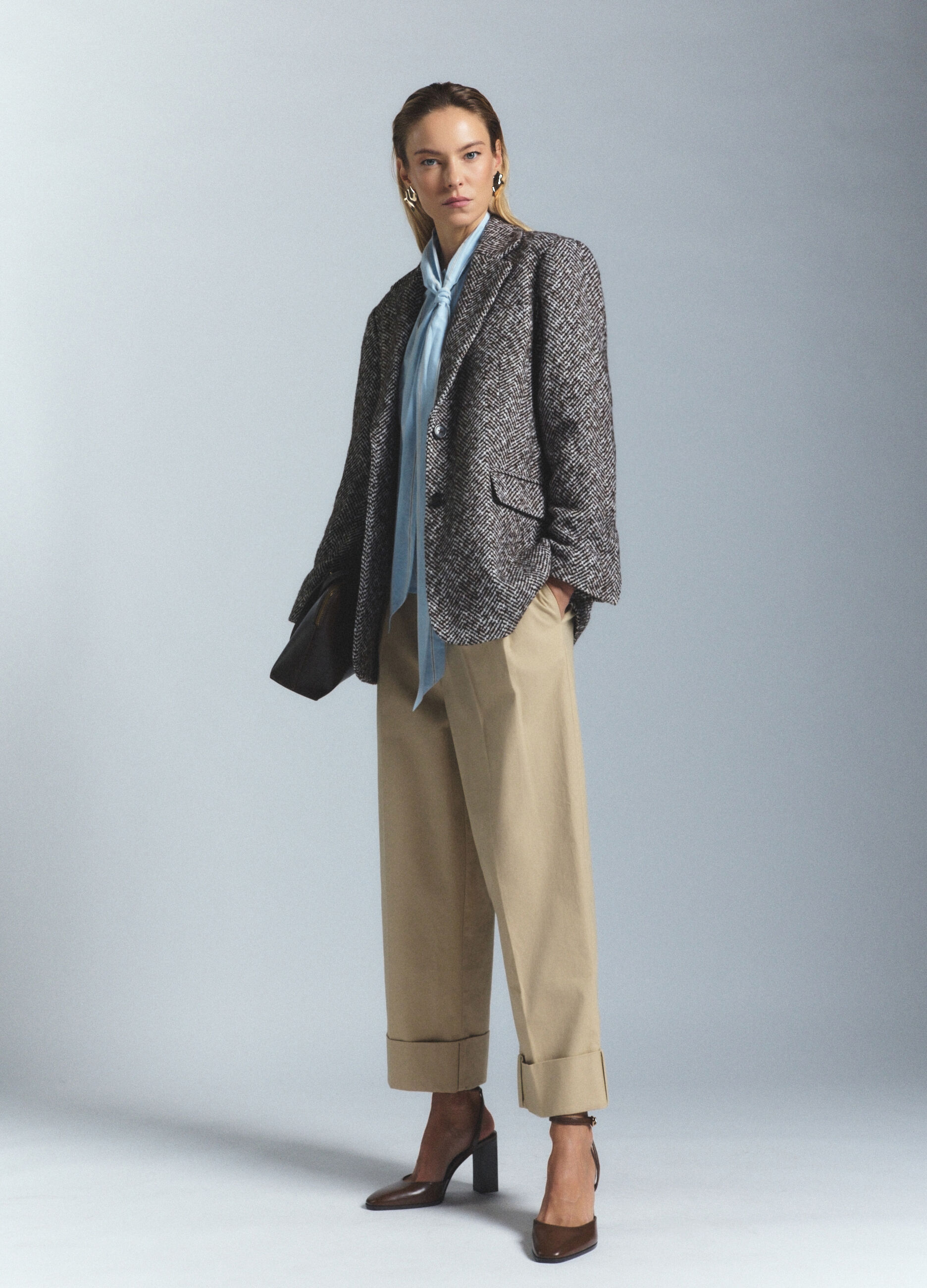 Blazer con collo reverse misto viscosa donna_0