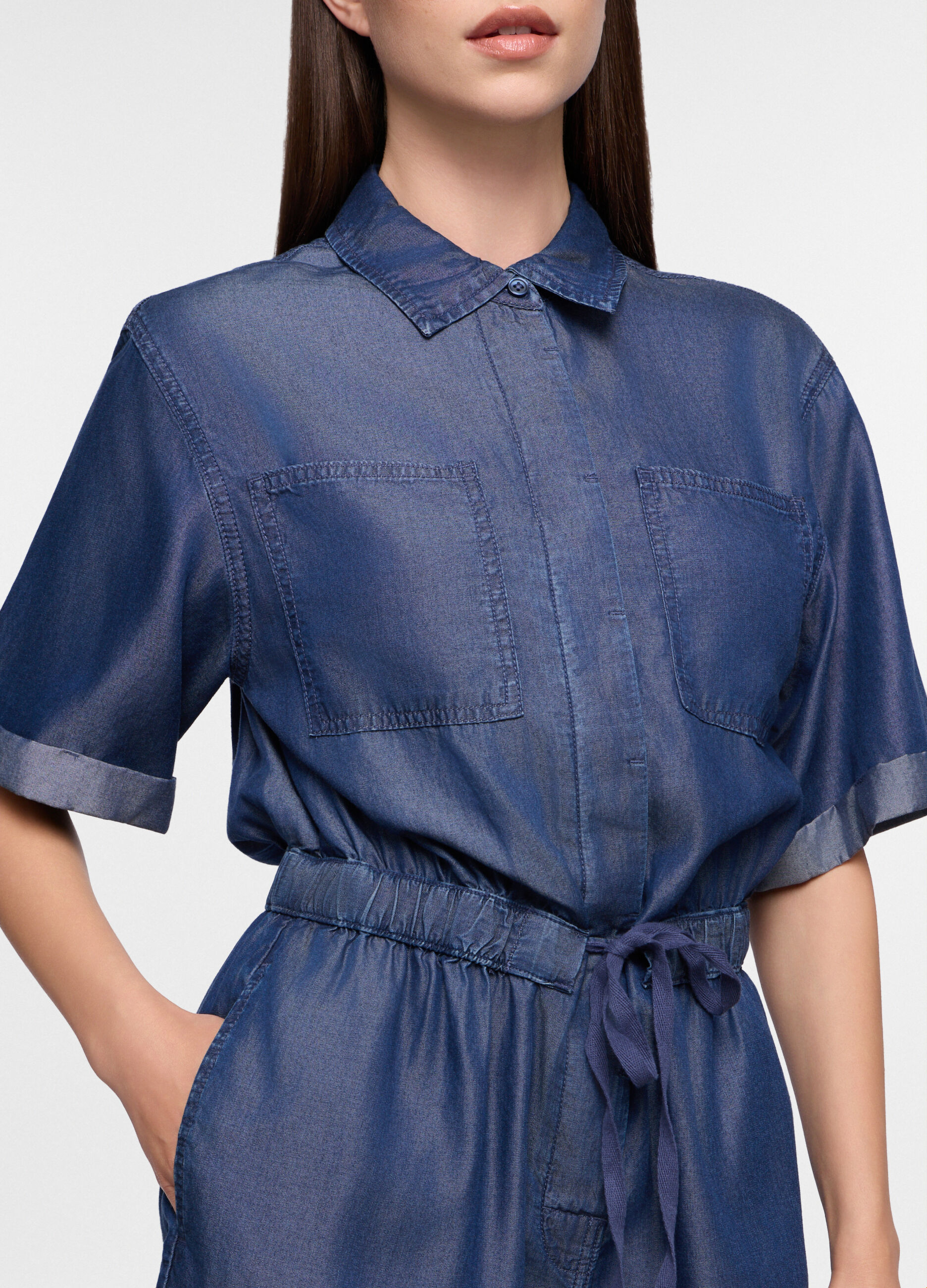 Tuta intera in denim di puro lyocell donna_2
