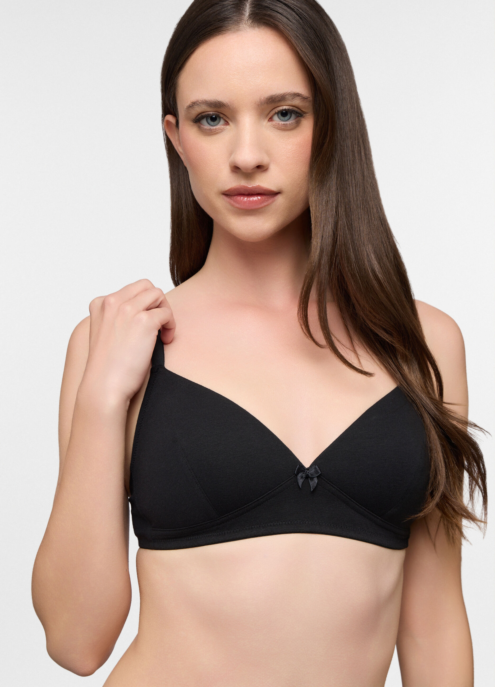 Reggiseno a triangolo imbottito in jersey di cotone stretch donna_2