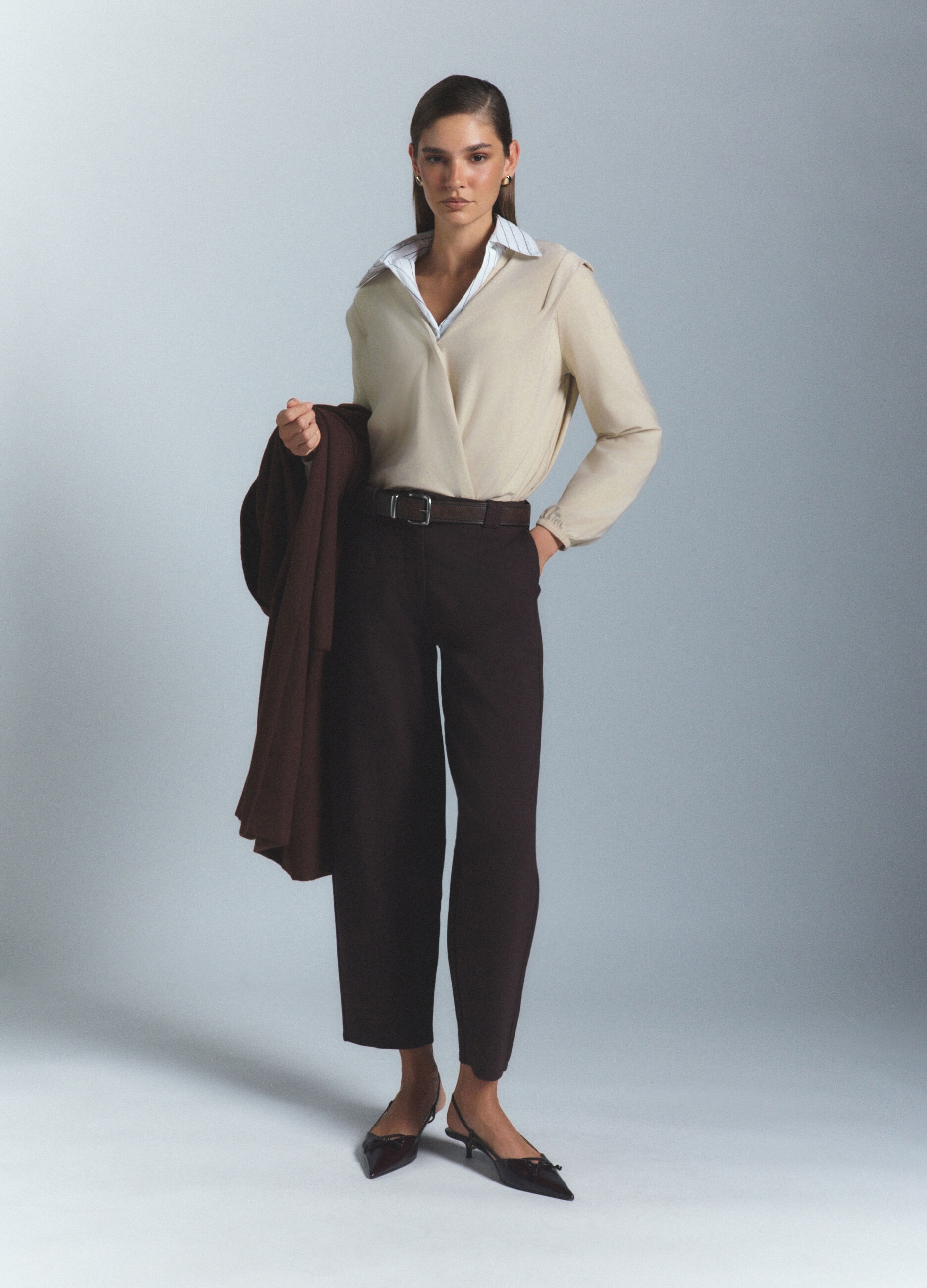 T-shirt incrociata stretch donna_0