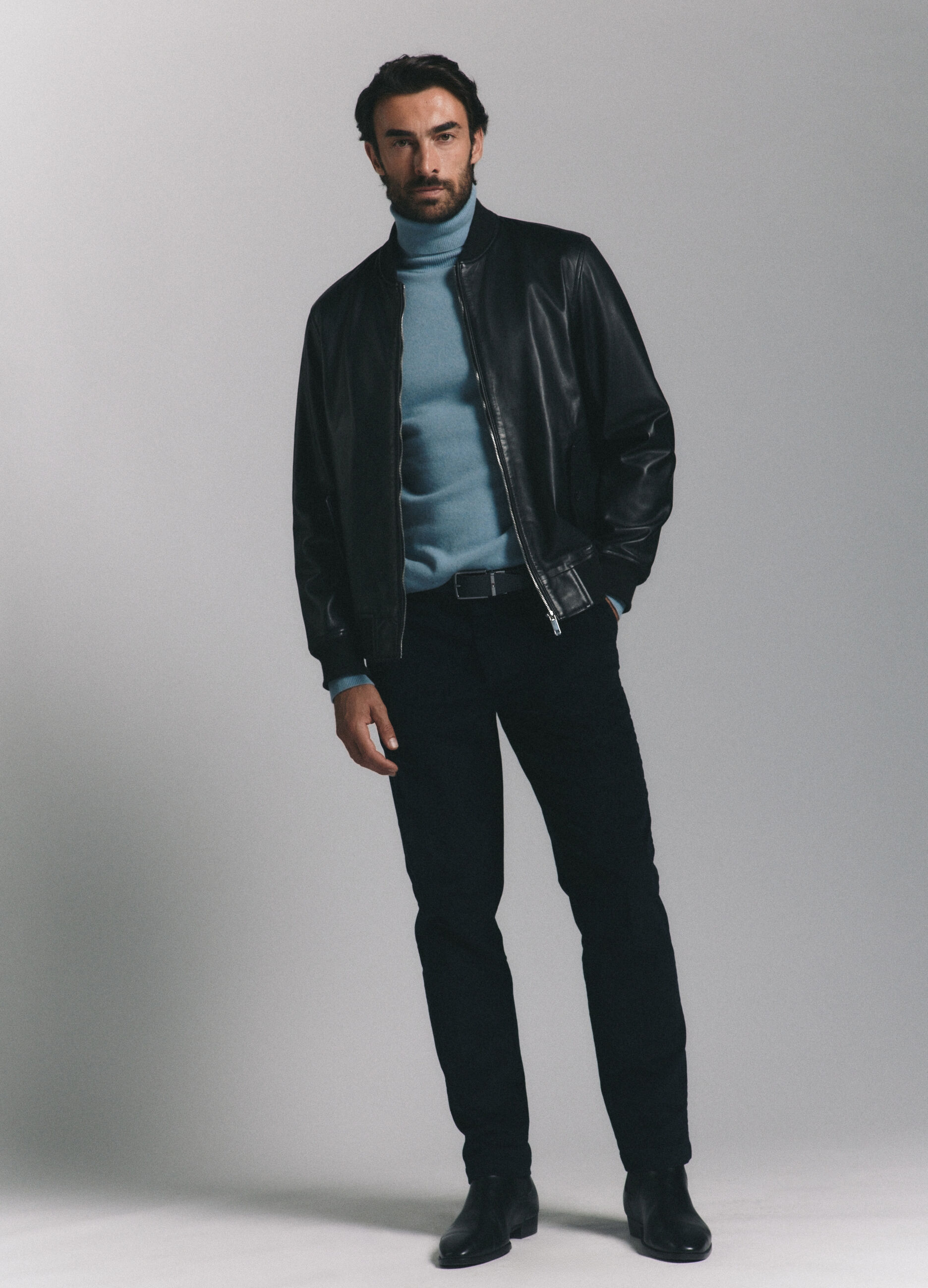 Maglione a collo alto in lambswool uomo_0