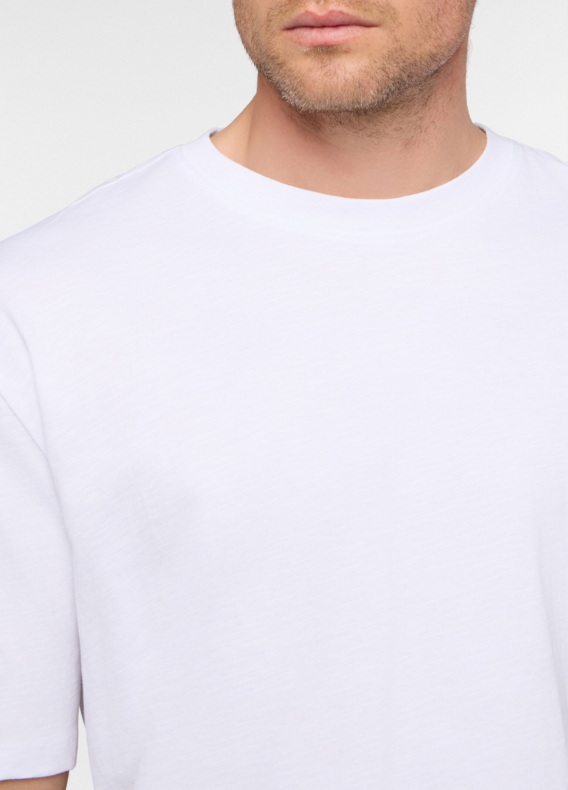 T-shirt girocollo in cotone fiammato uomo_2