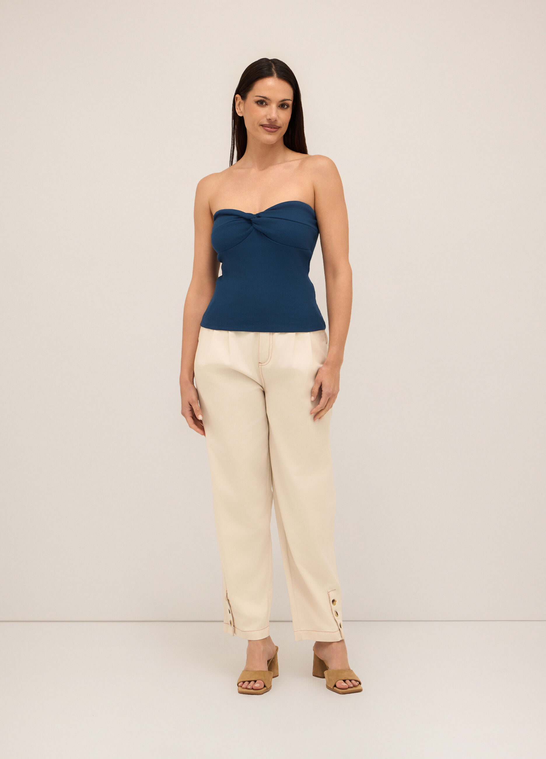 Pantaloni in twill di puro cotone donna _0