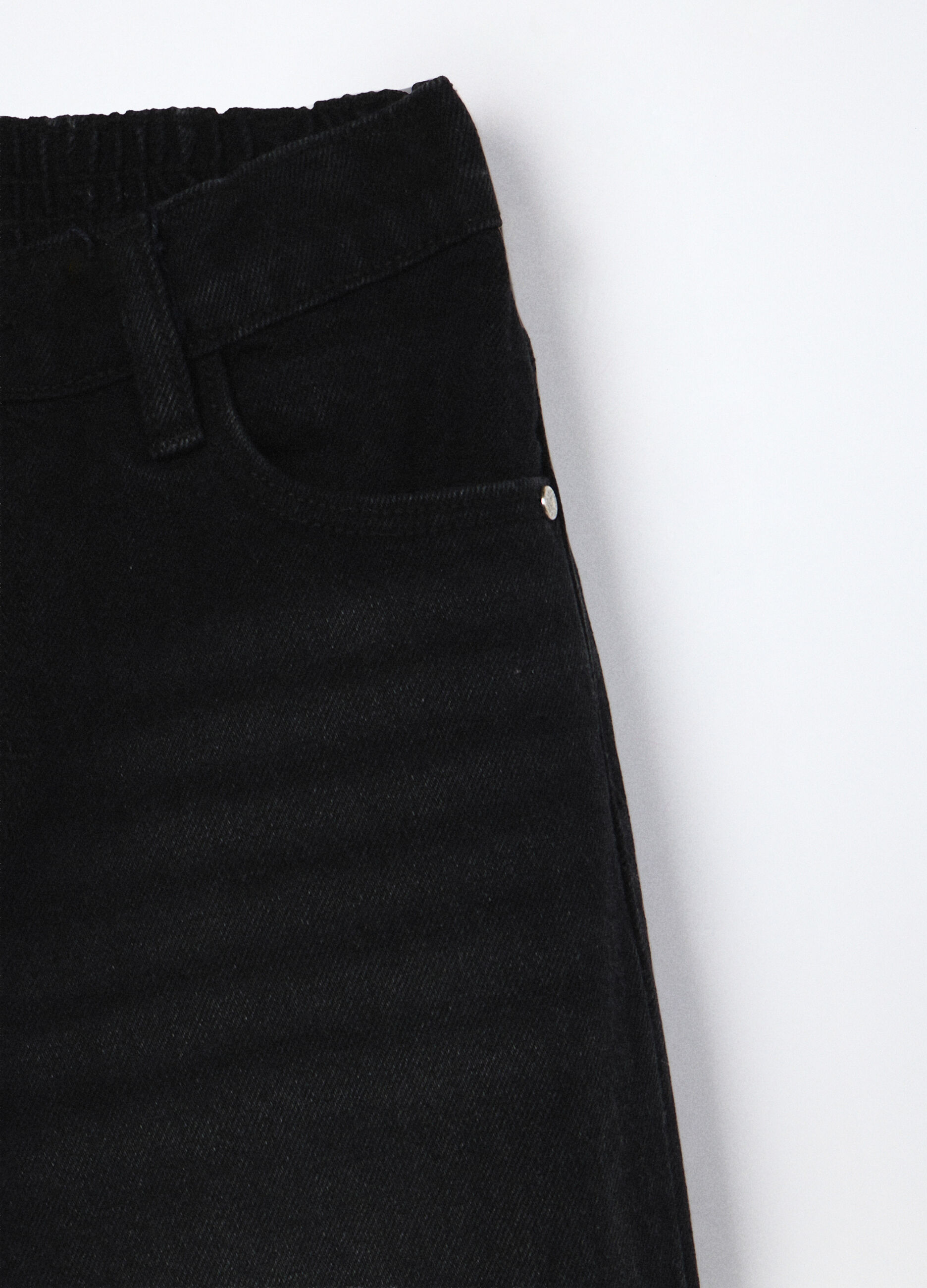 Pantaloni wide leg in denim di puro cotone ragazza_2