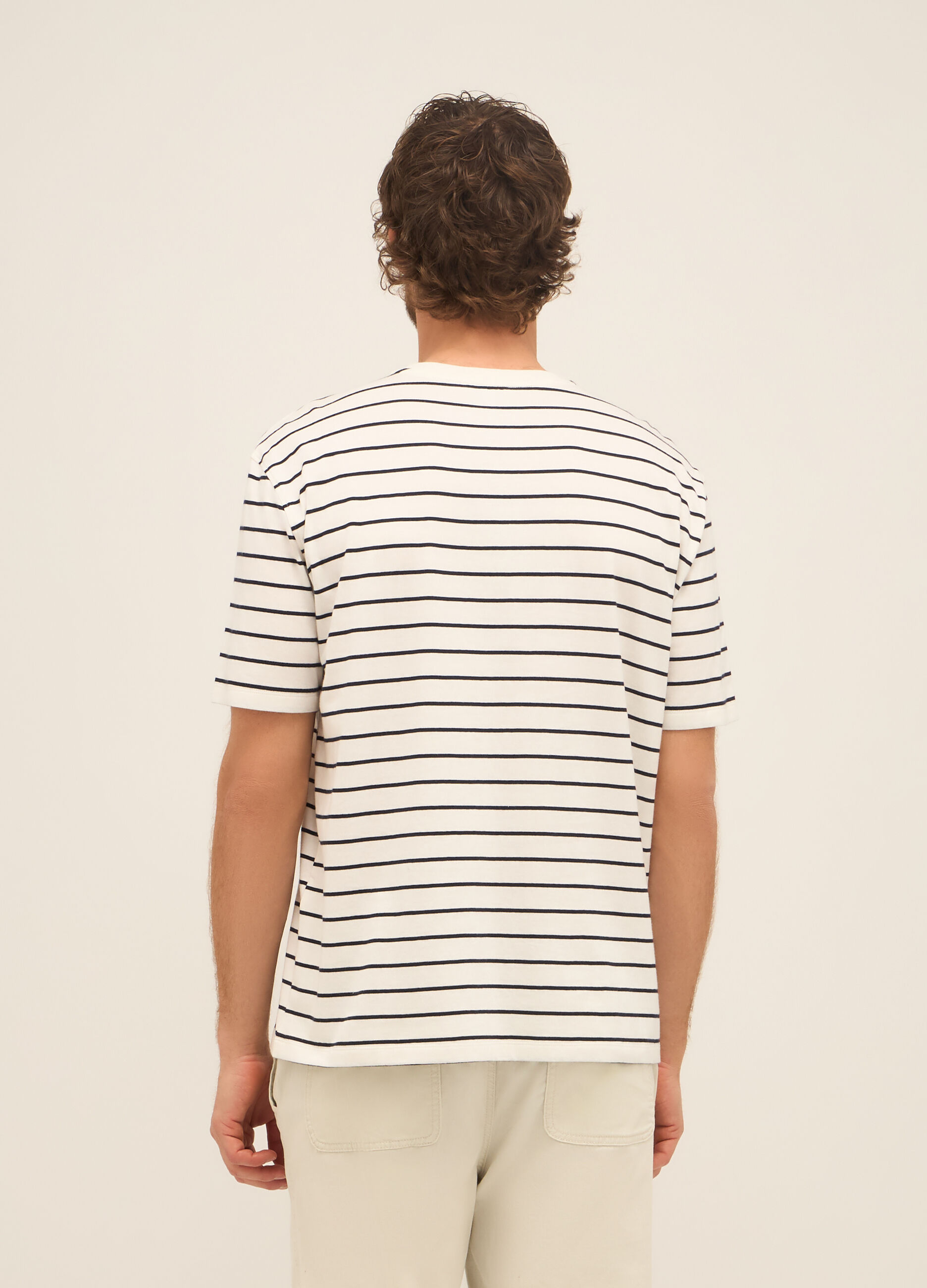 T-shirt girocollo in cotone a righe uomo_1
