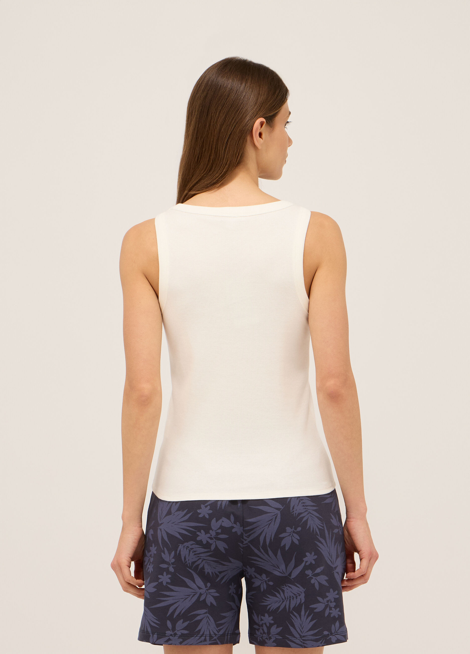 Canotta in costina di cotone stretch donna_1