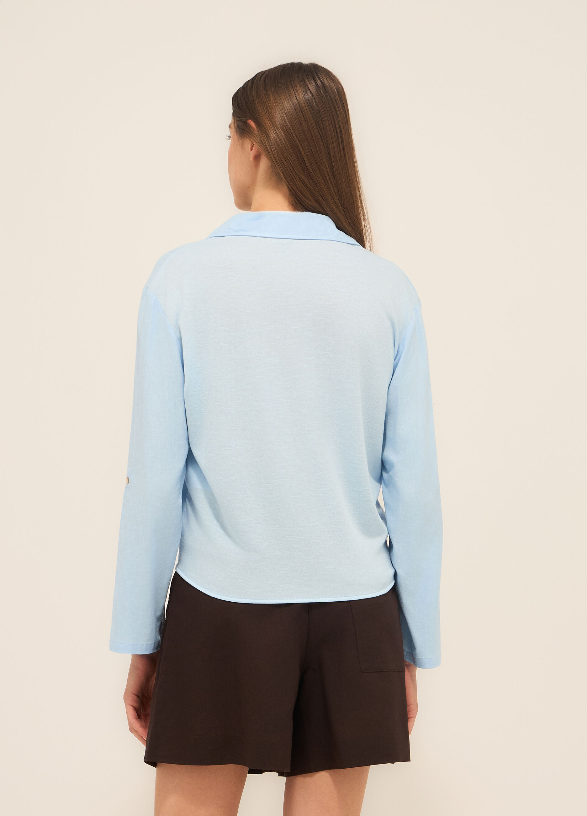 Camicia in chambray misto lino donna_1