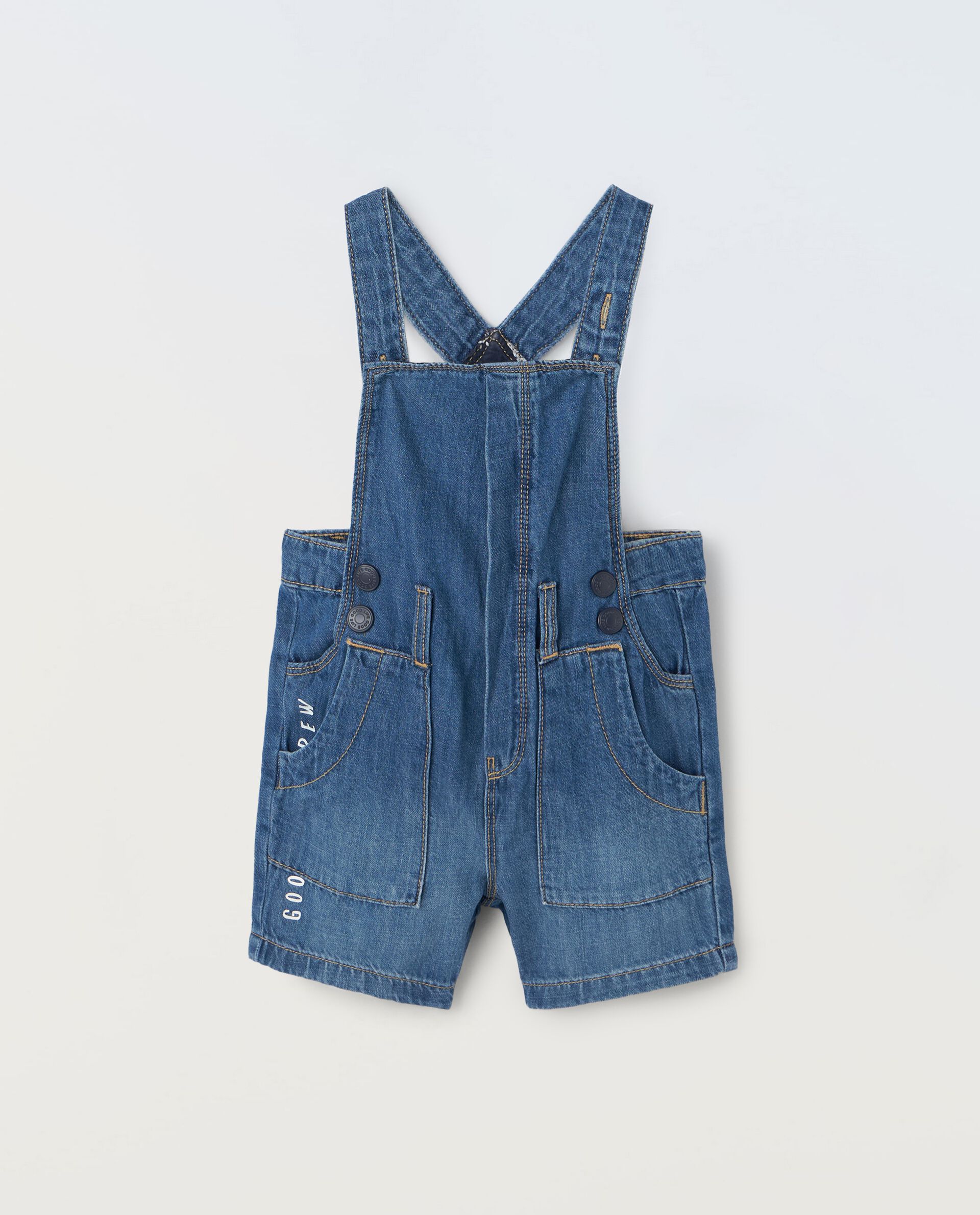 Salopette in denim di puro cotone neonato_0