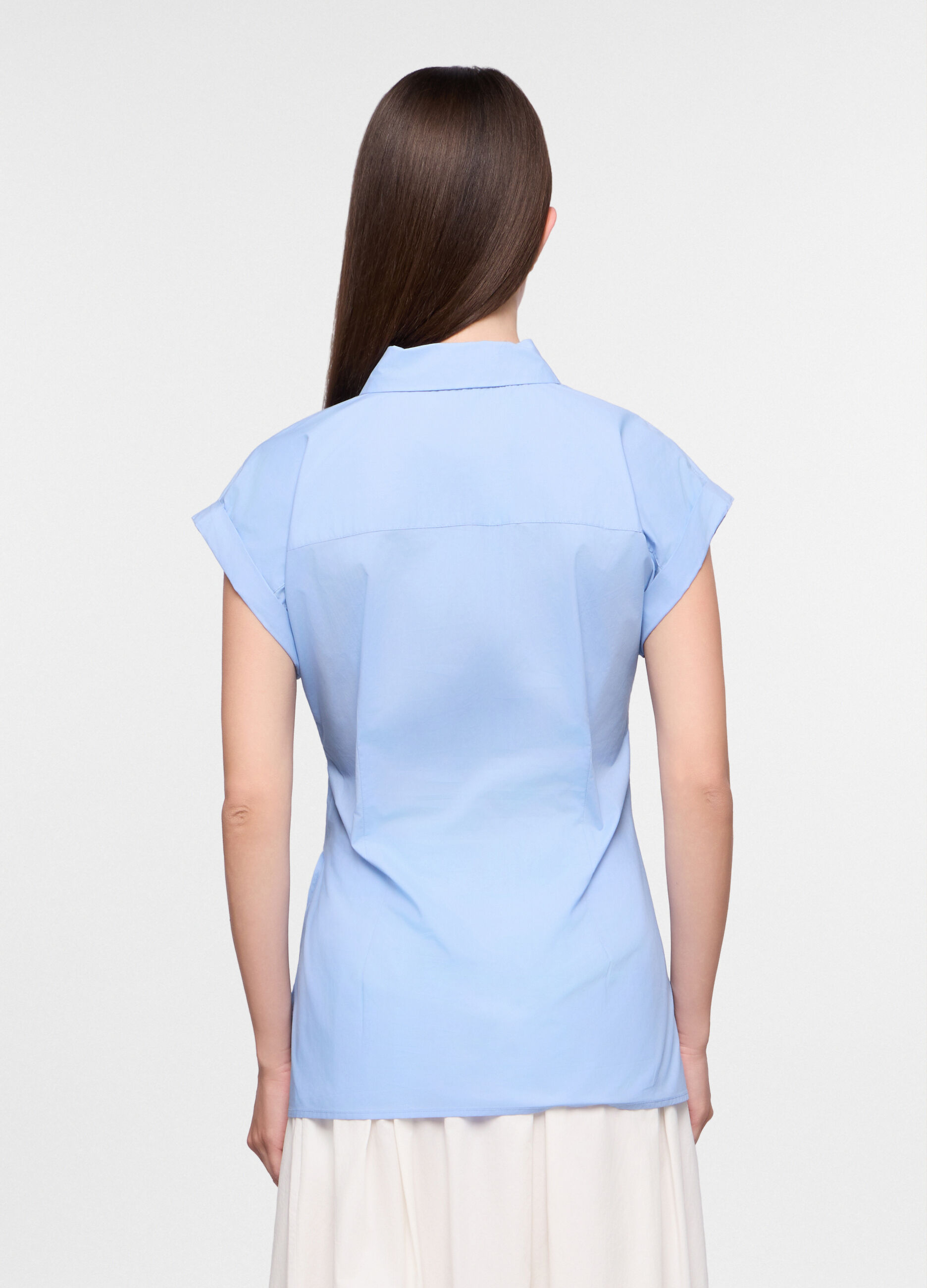 Camicia Fit Slim con colletto alla francese in puro cotone donna_1