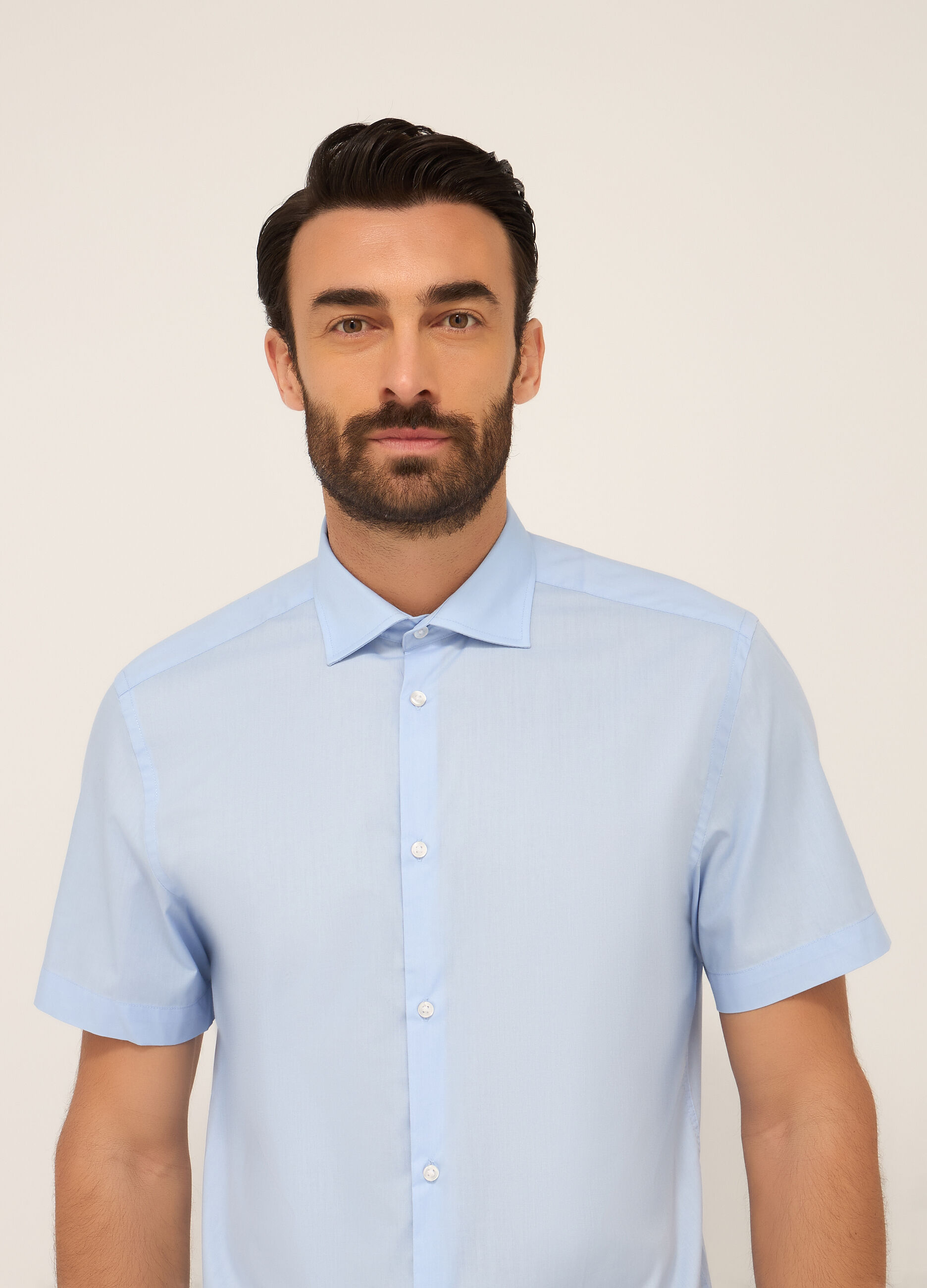 Camicia a maniche corte in misto cotone uomo_2
