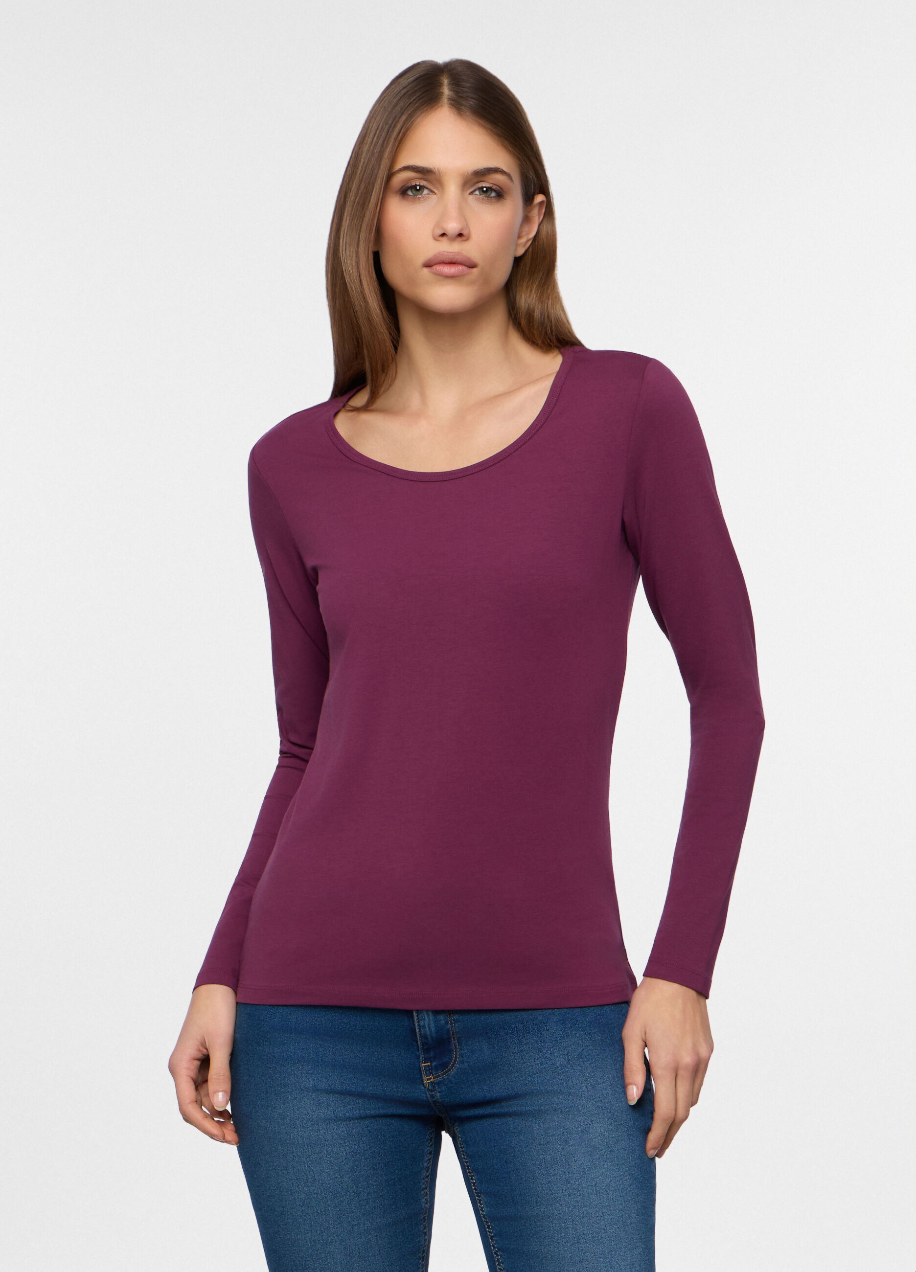 T-shirt girocollo stretch donna_2