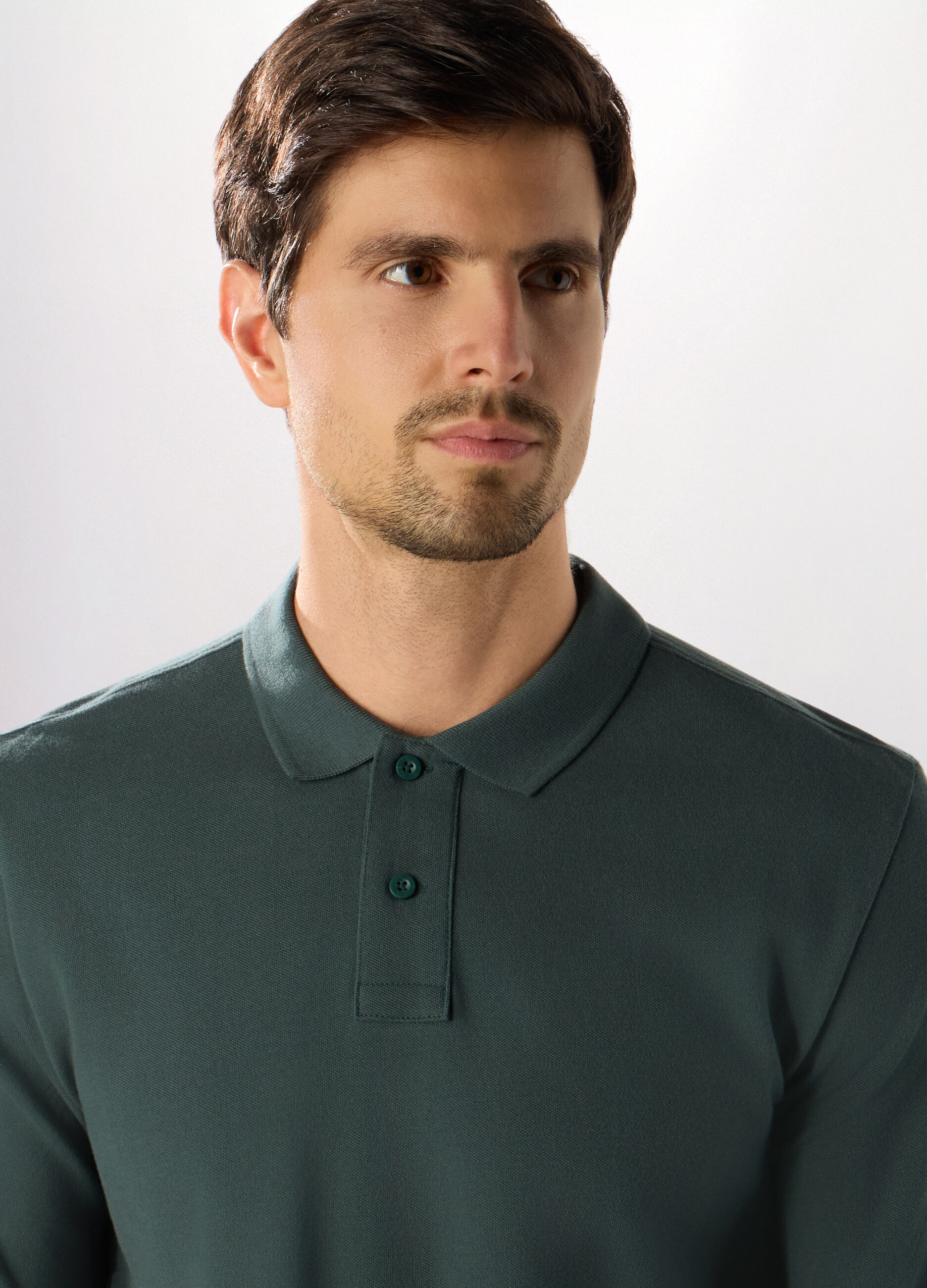 Polo a maniche lunghe in cotone piquet uomo_2