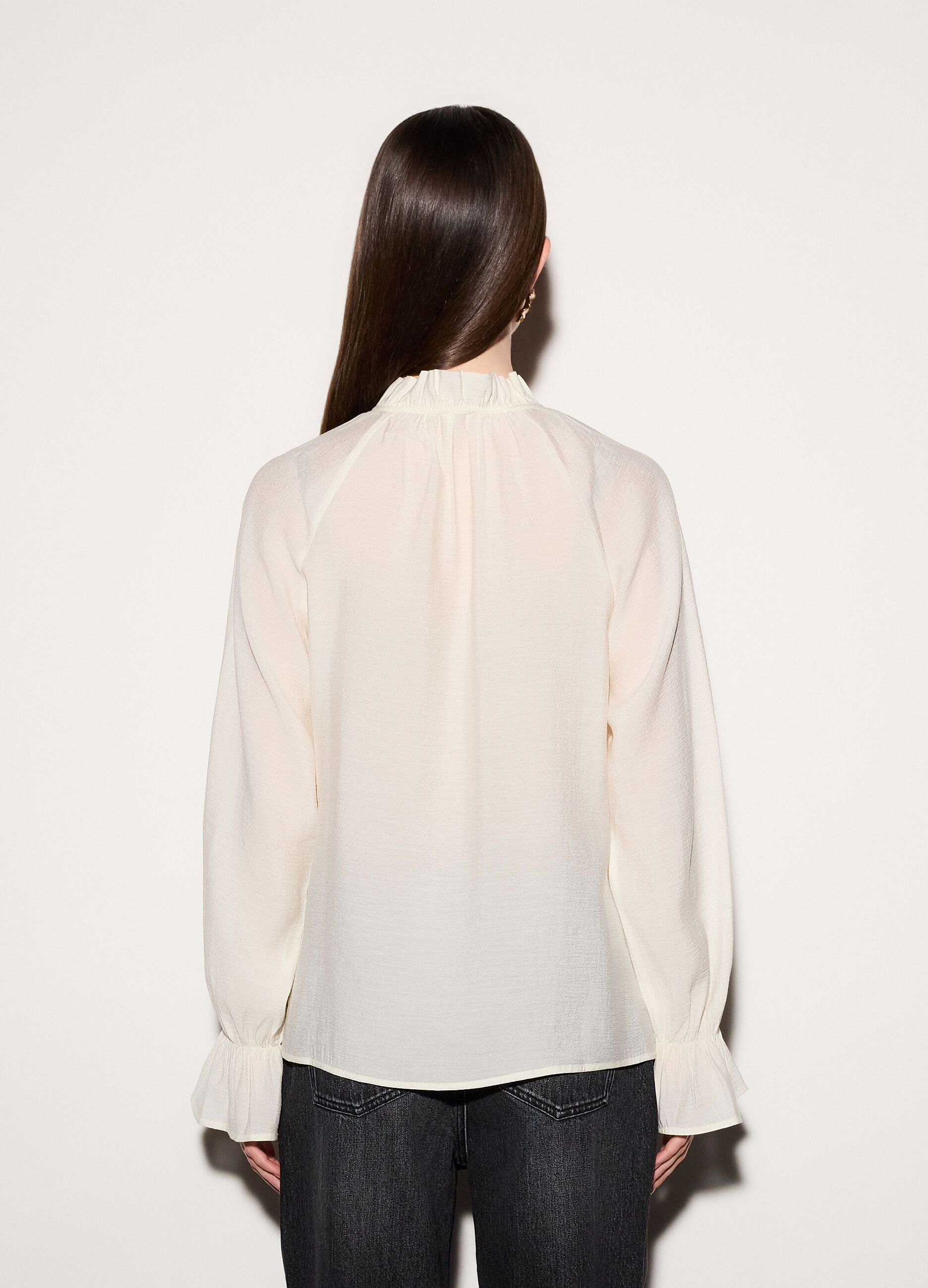 Blusa over fit con scollo a goccia donna_2