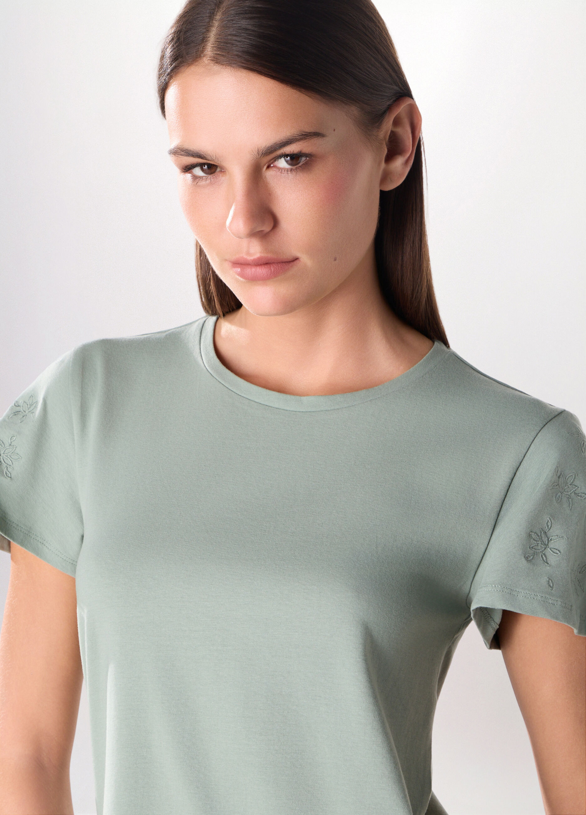 T-shirt in jersey di cotone stretch donna_2