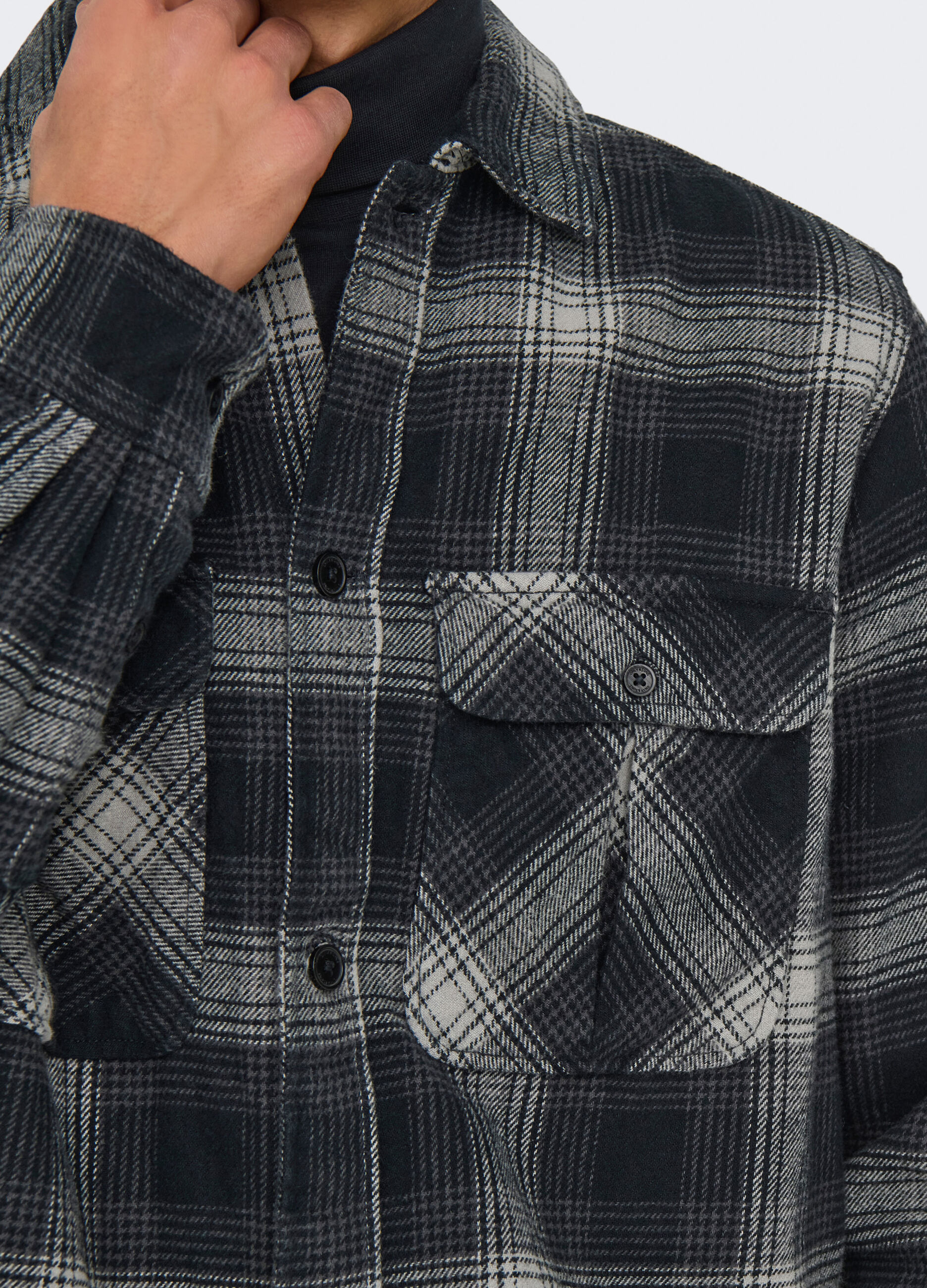Giacca a camicia in flanella a quadri uomo_4