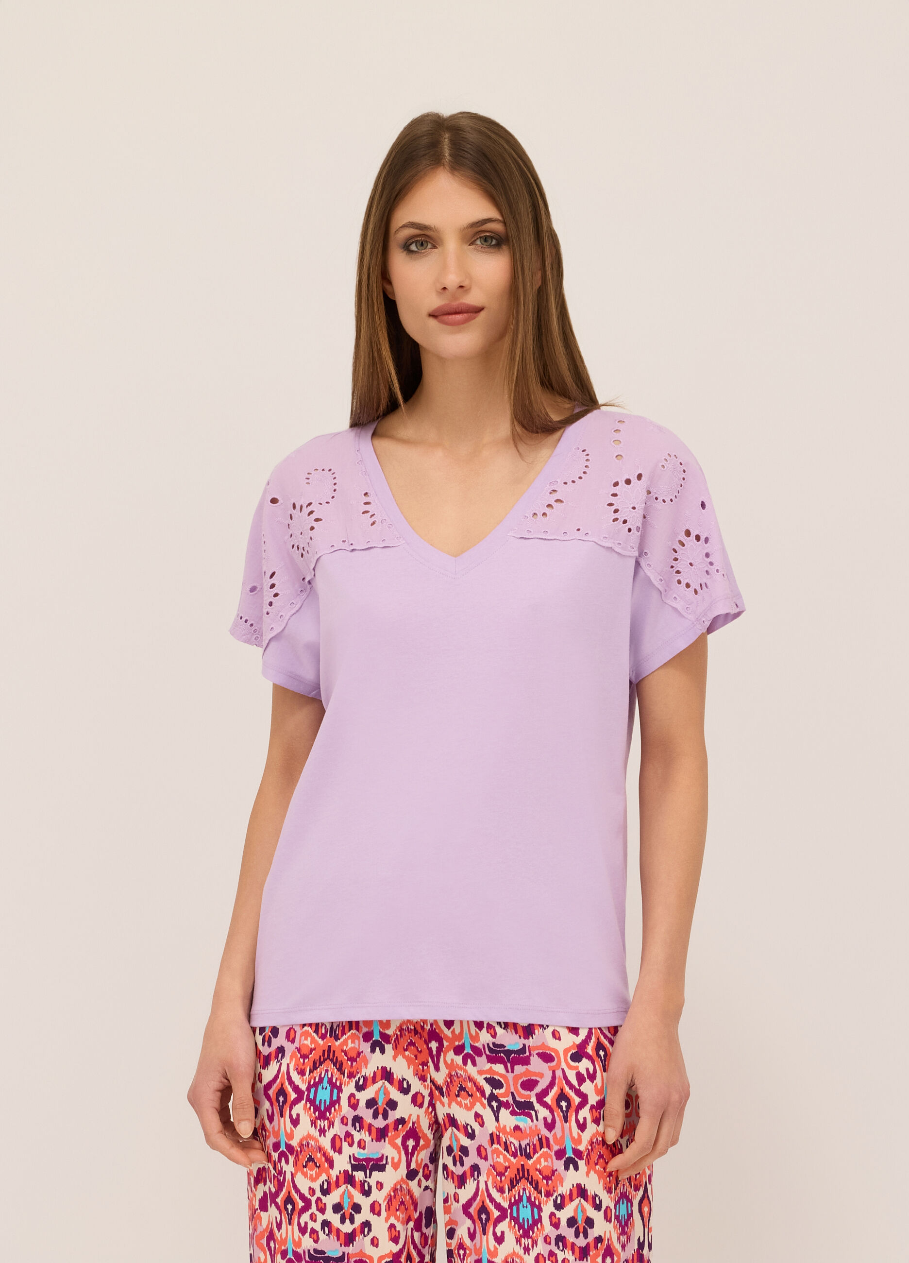 T-shirt in jersey di puro cotone donna_0