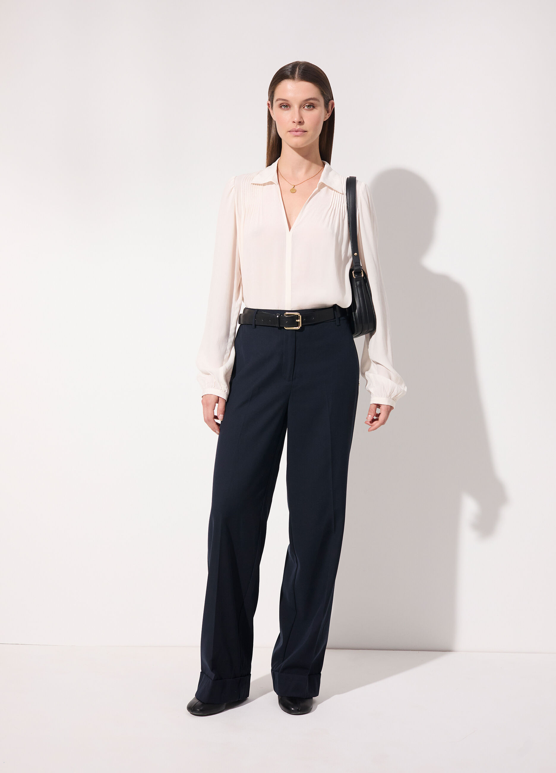 Camicia in viscosa a maniche lunghe donna_0