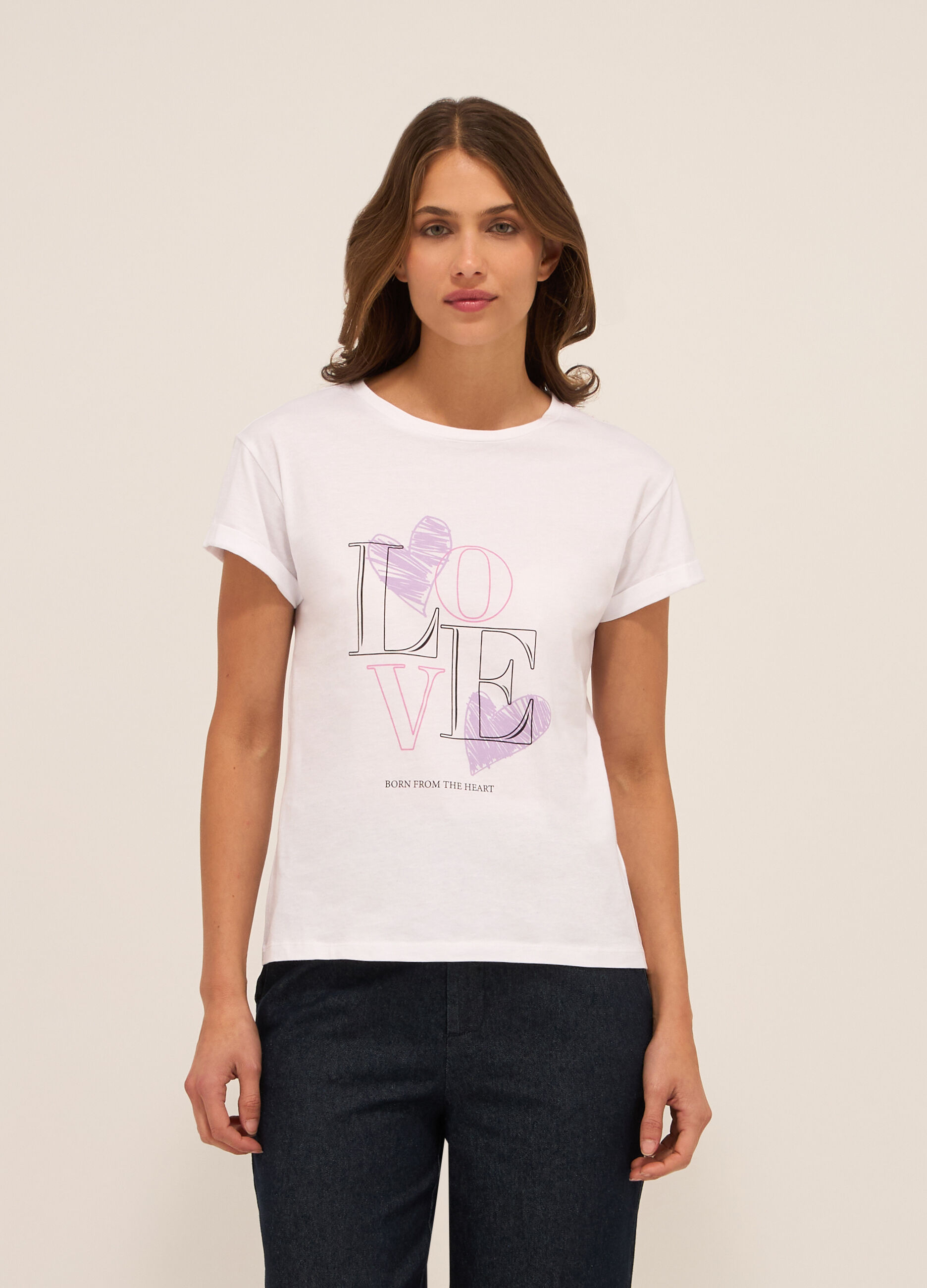 T-shirt in jersey di puro cotone donna_0
