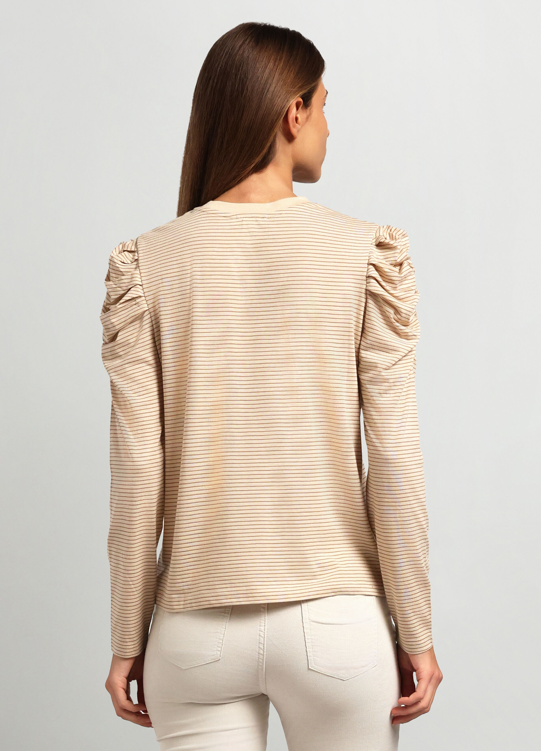 T-shirt a righe misto viscosa donna_1