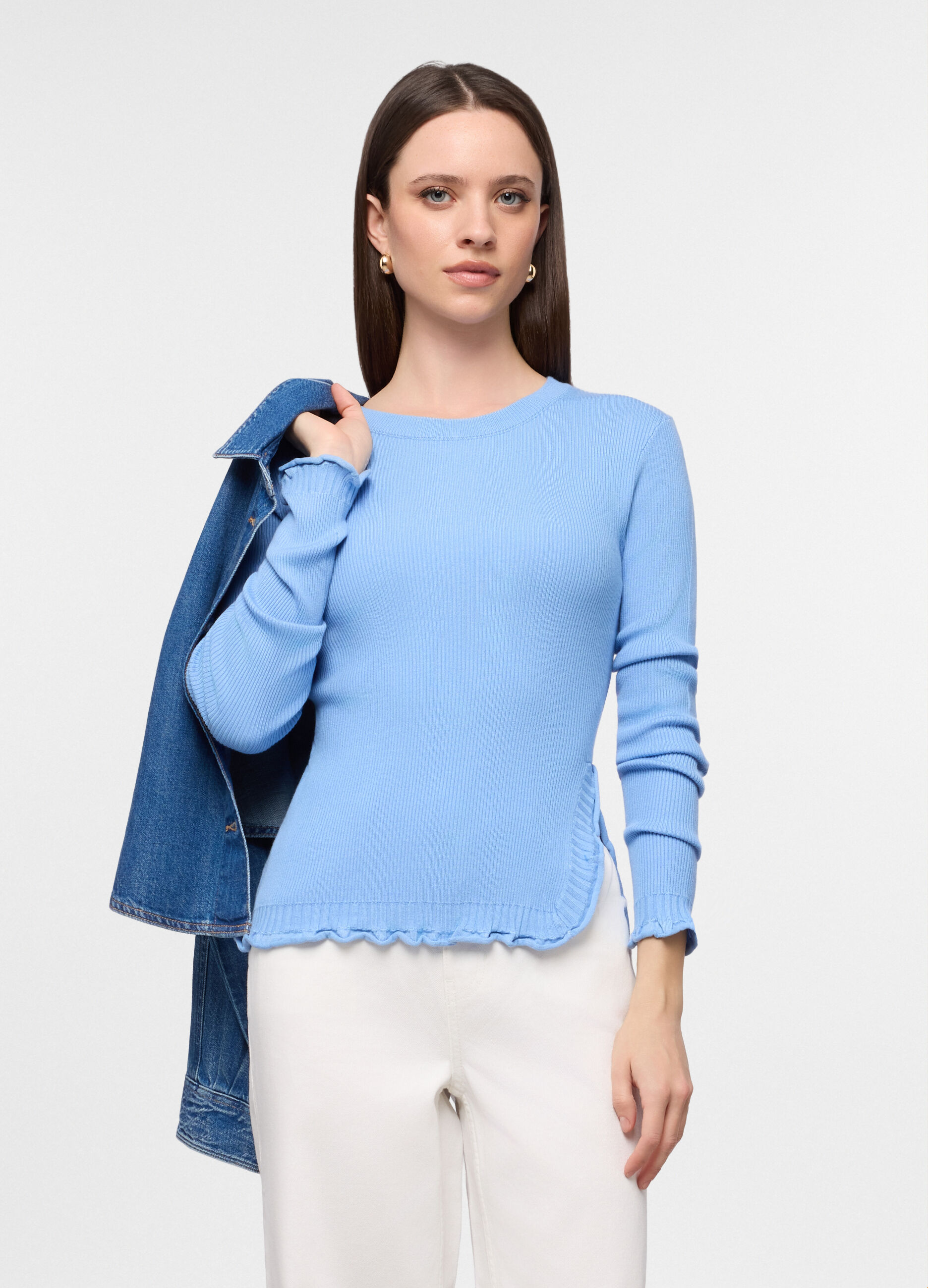 Maglia girocollo in costina donna_0