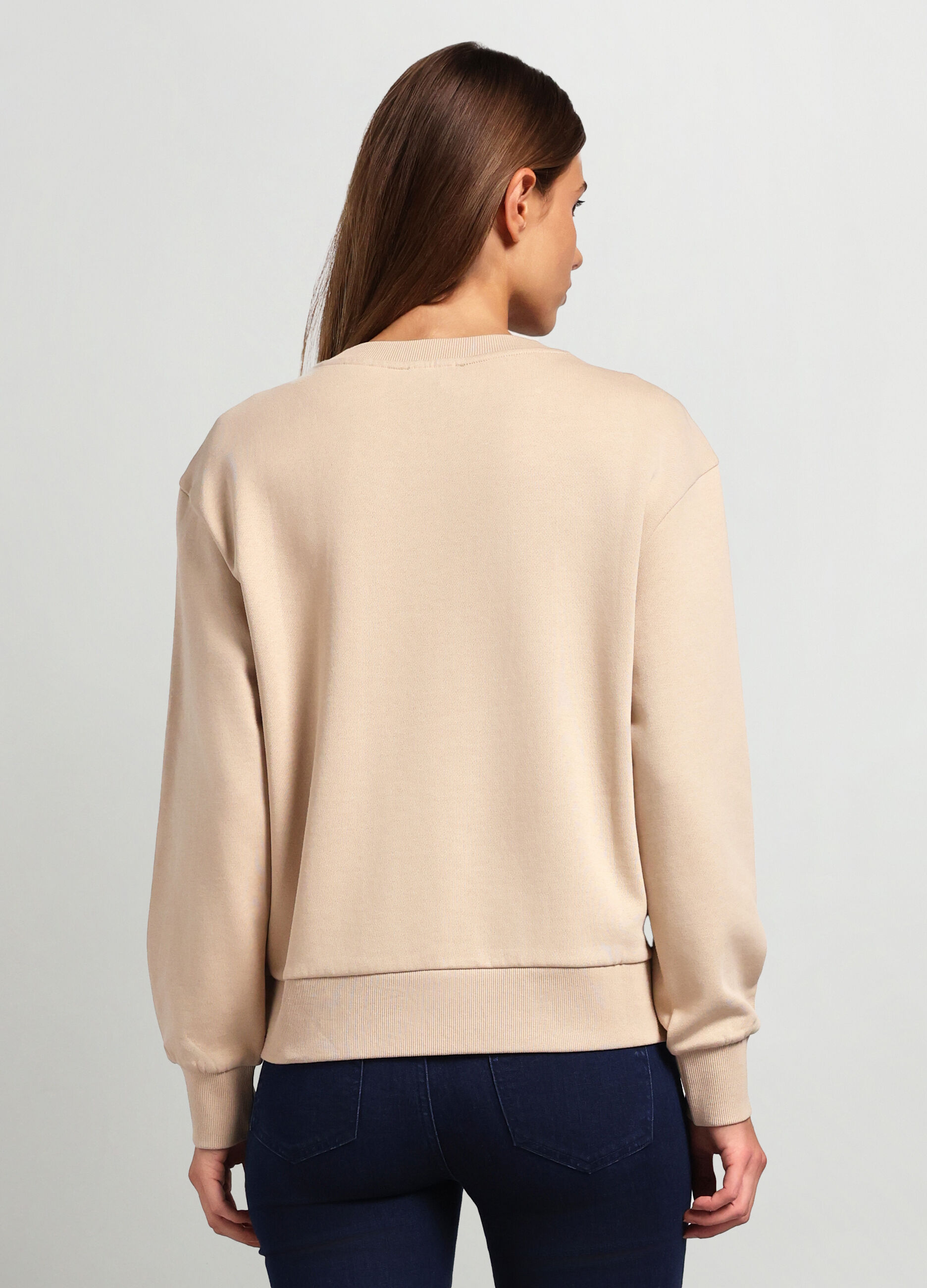 Felpa girocollo in puro cotone donna_1