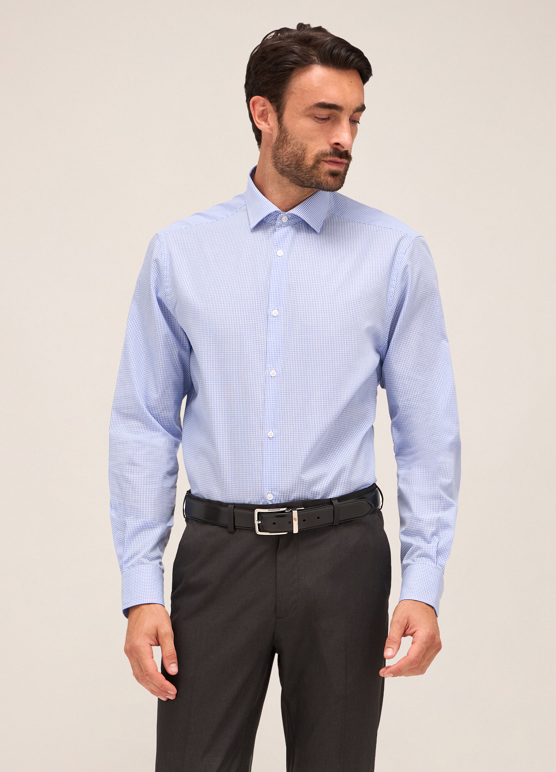 Camicia regular fit colletto classico in misto cotone uomo_0