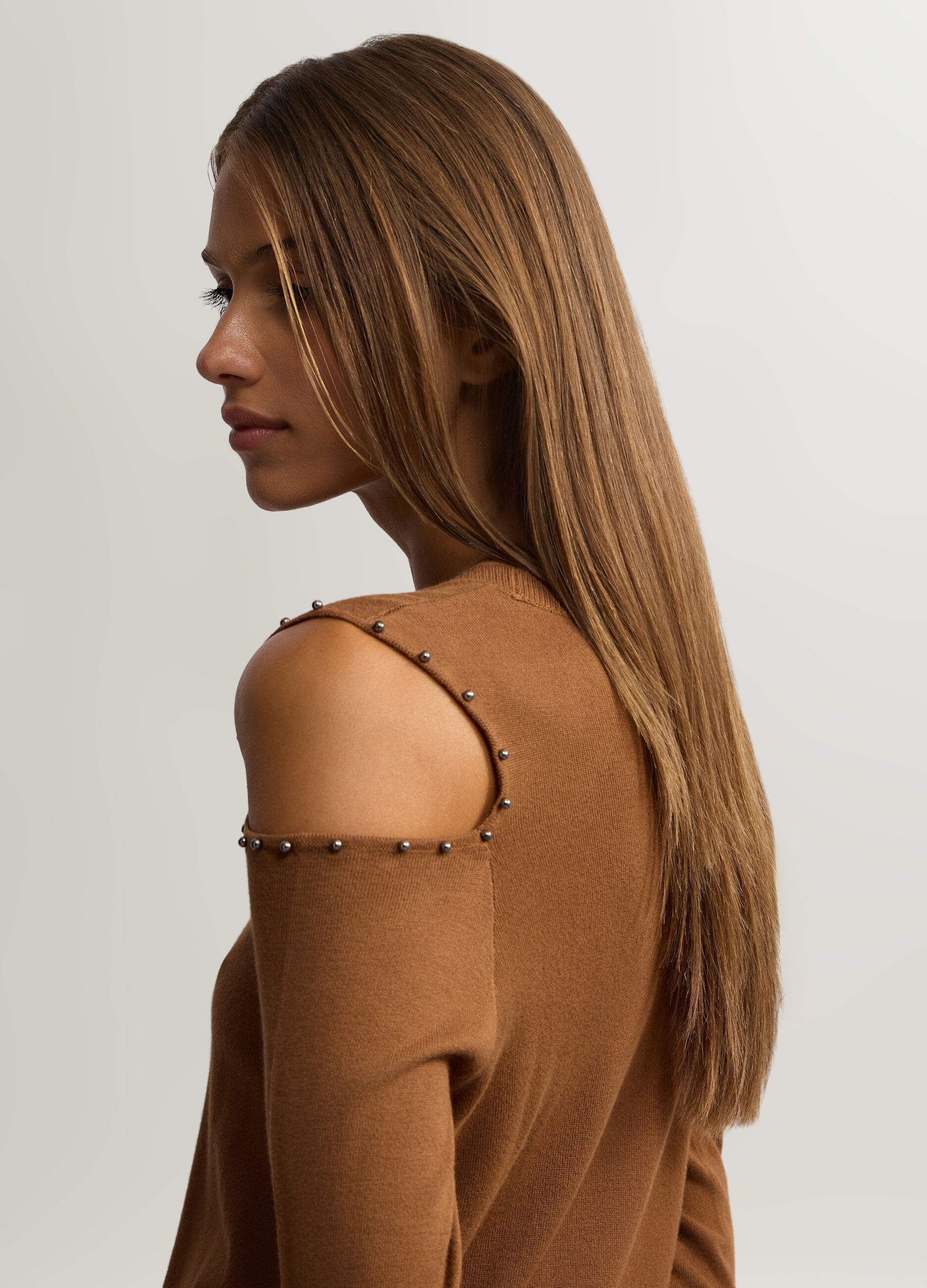 Pullover girocollo in maglia rasata donna_2