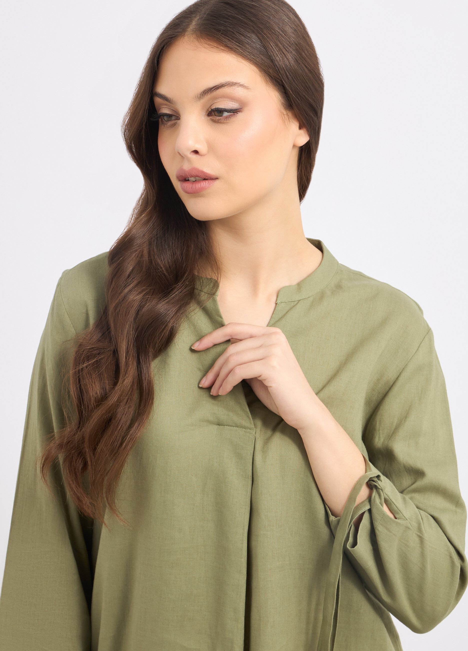 Blusa in misto lino donna_2