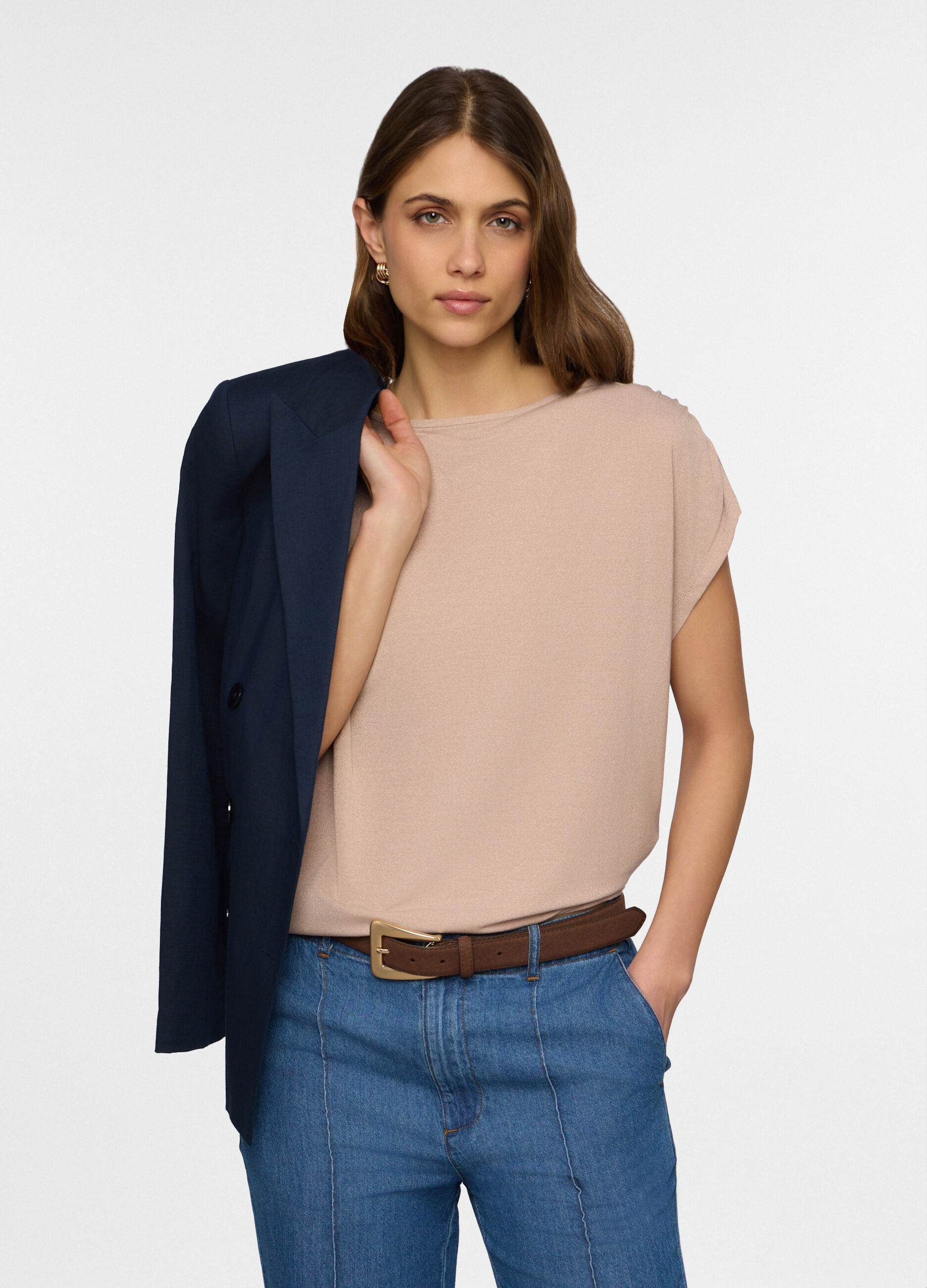 T-shirt girocollo stretch donna_0