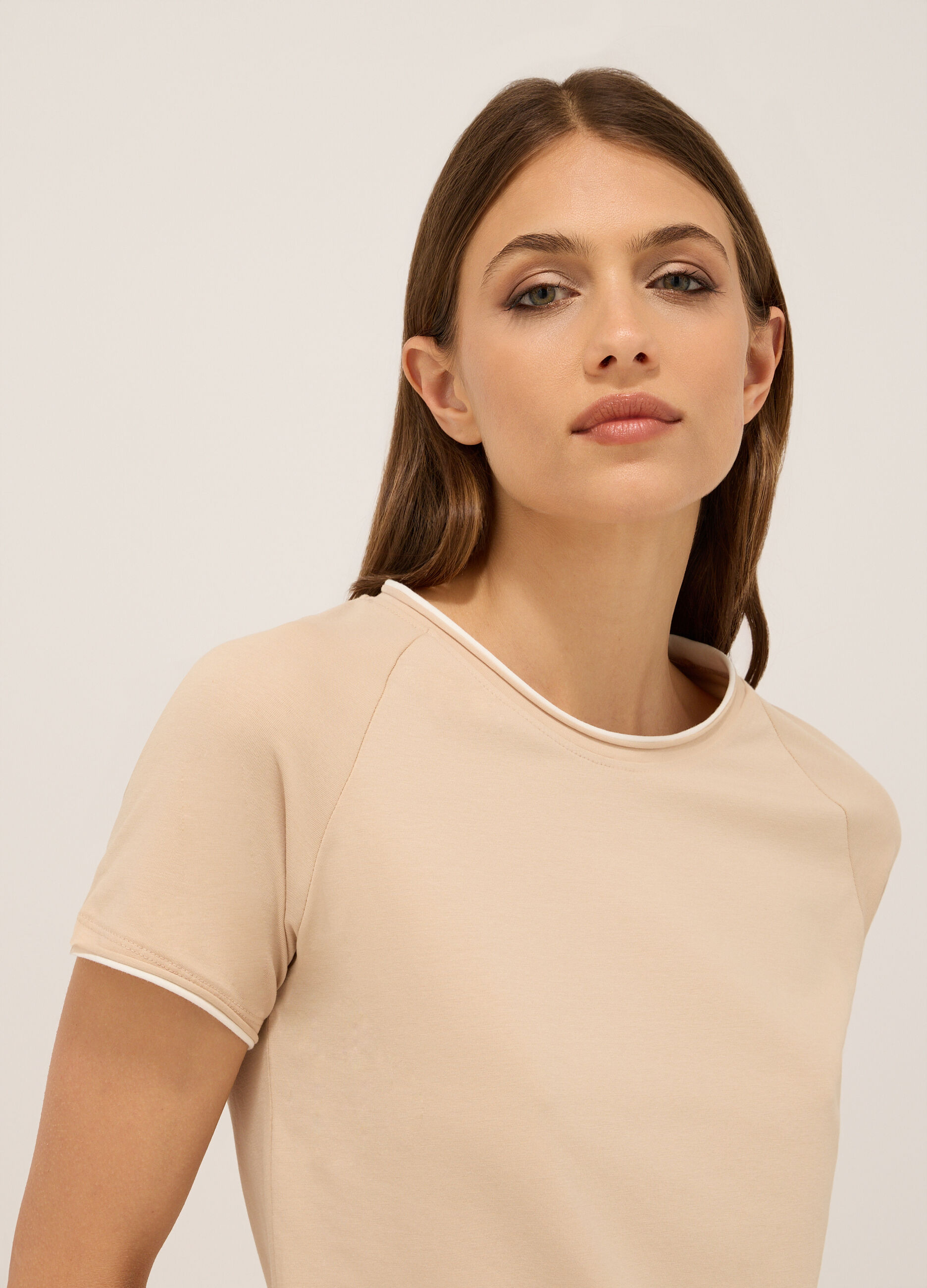 T-shirt in jersey di cotone stretch donna_2