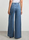 Pantaloni wide leg in denim di misto cotone donna_1