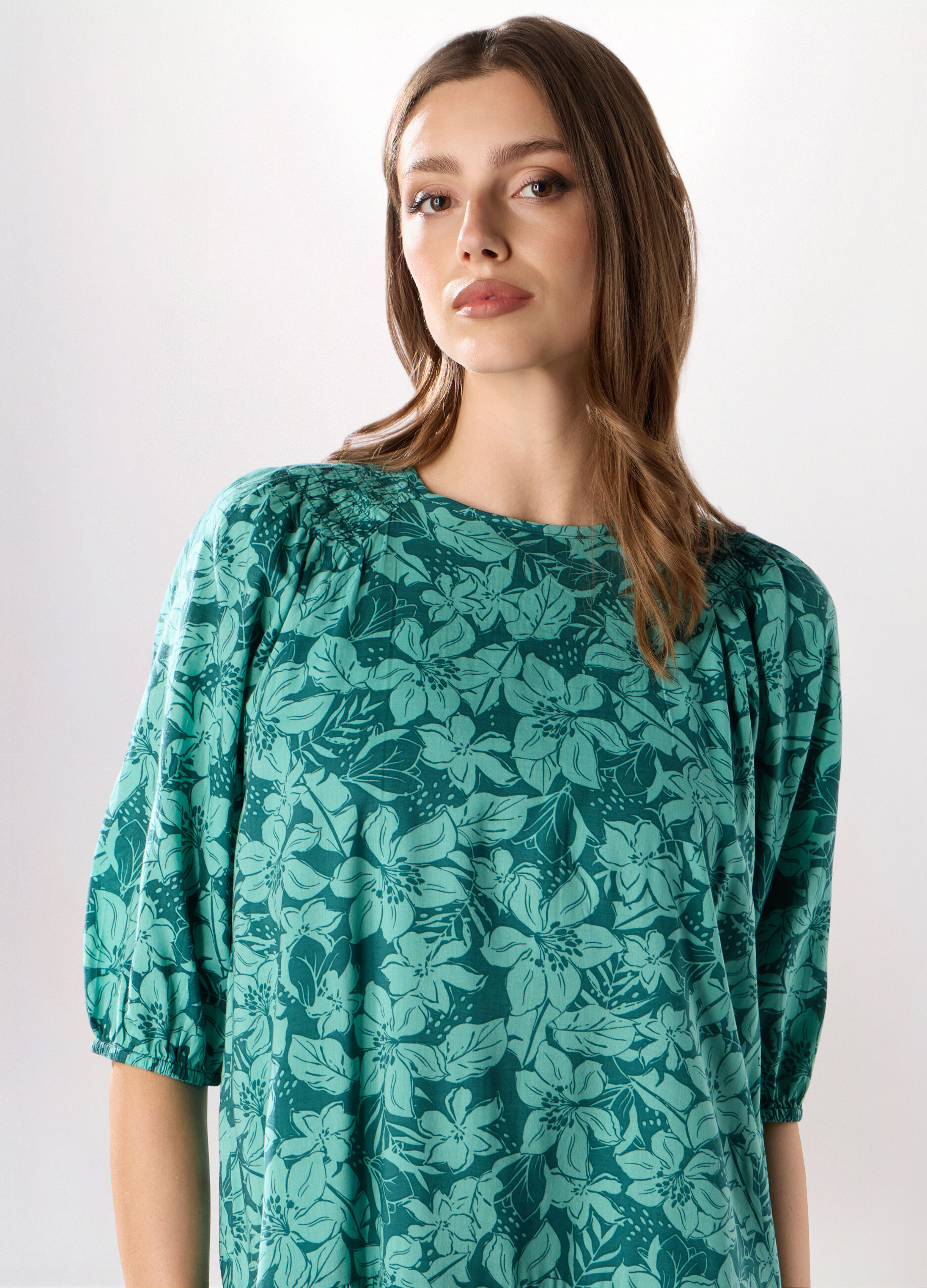 Abito corto misto cotone donna_2