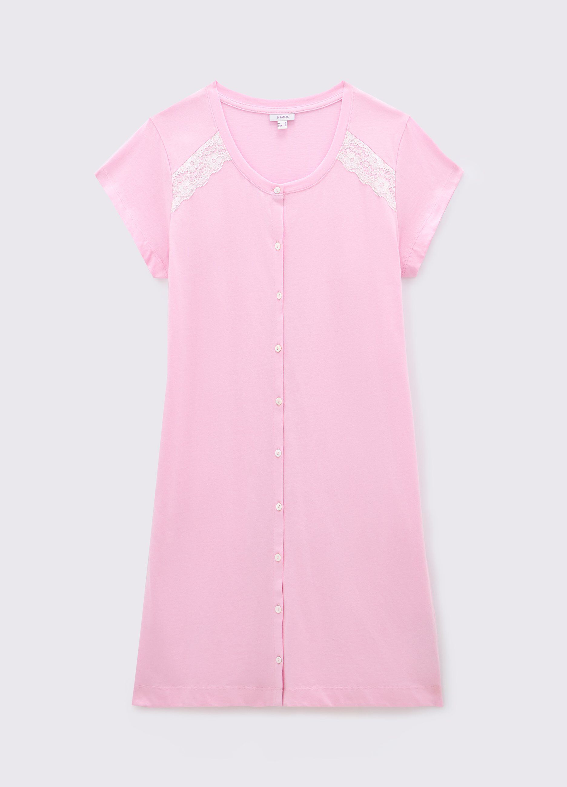 Camicia da notte in puro cotone e pizzo donna_0