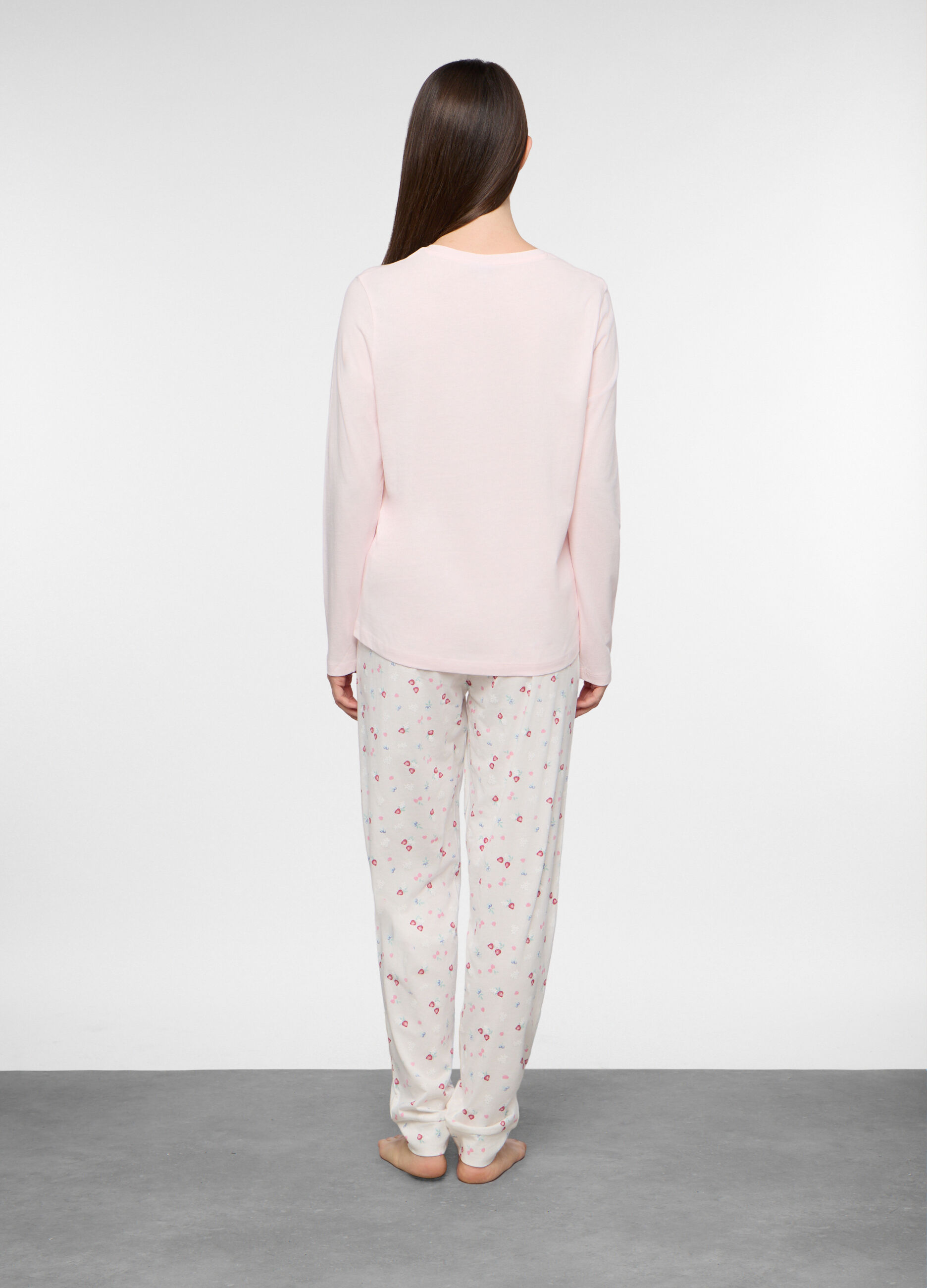 Set pigiama lungo in jersey di puro cotone donna_1