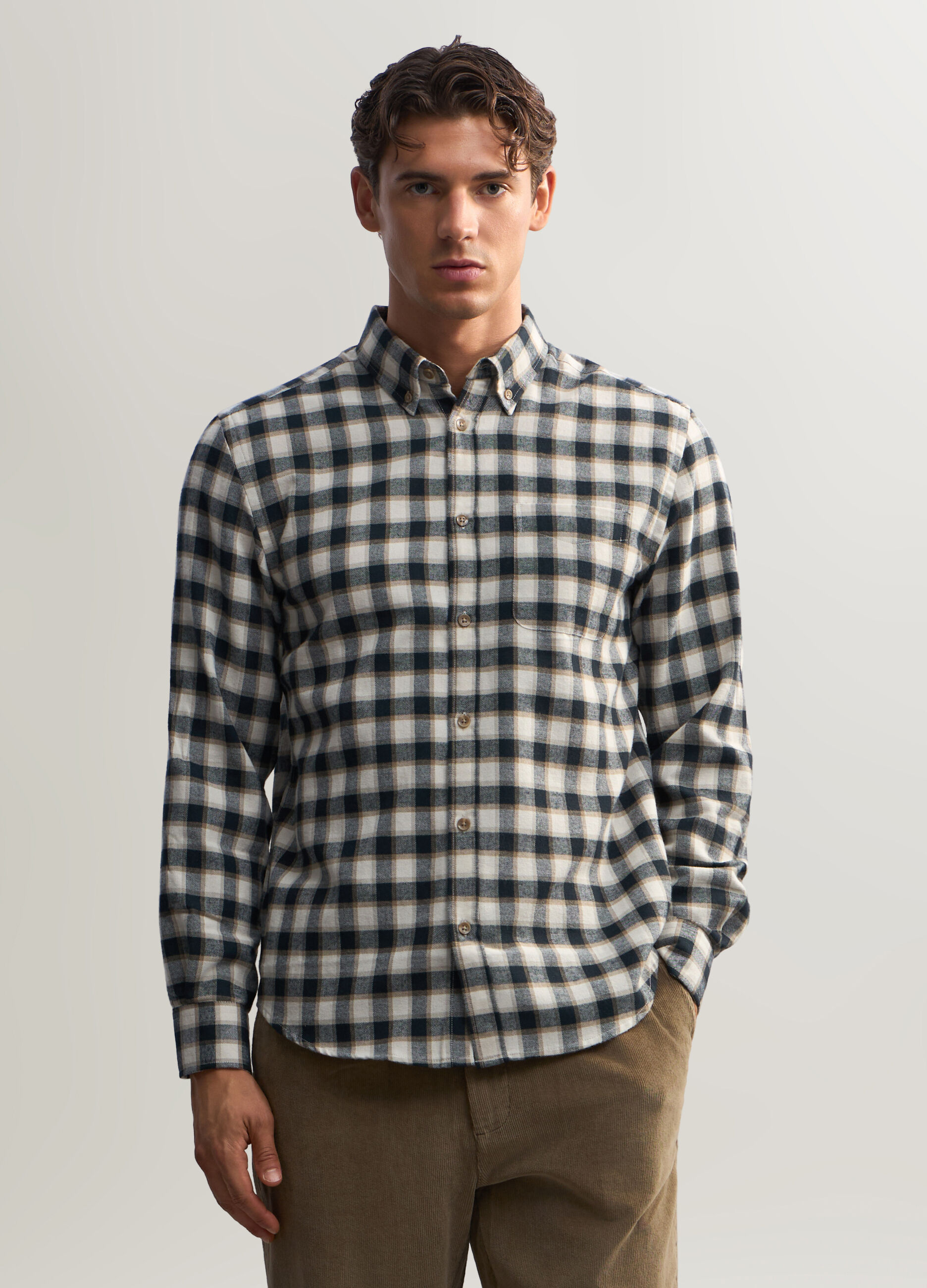 Camicia a quadri in flanella uomo_0