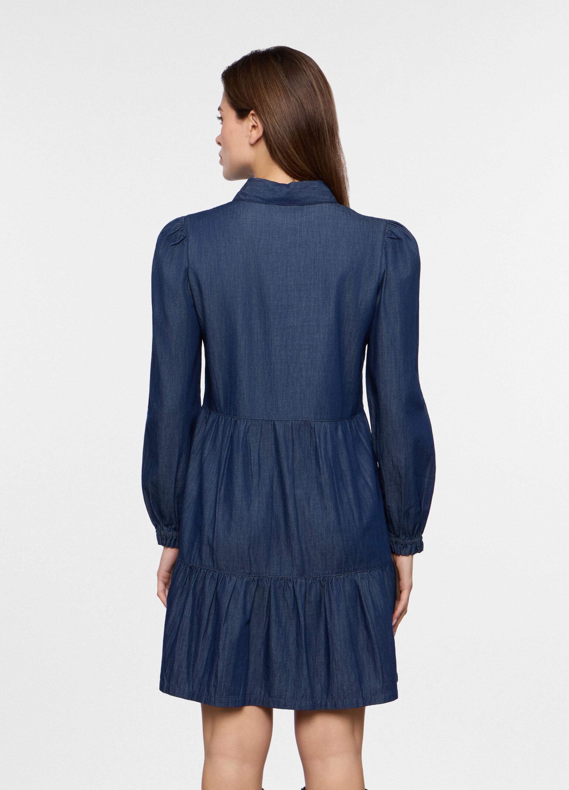 Abito corto in denim di puro cotone donna_1