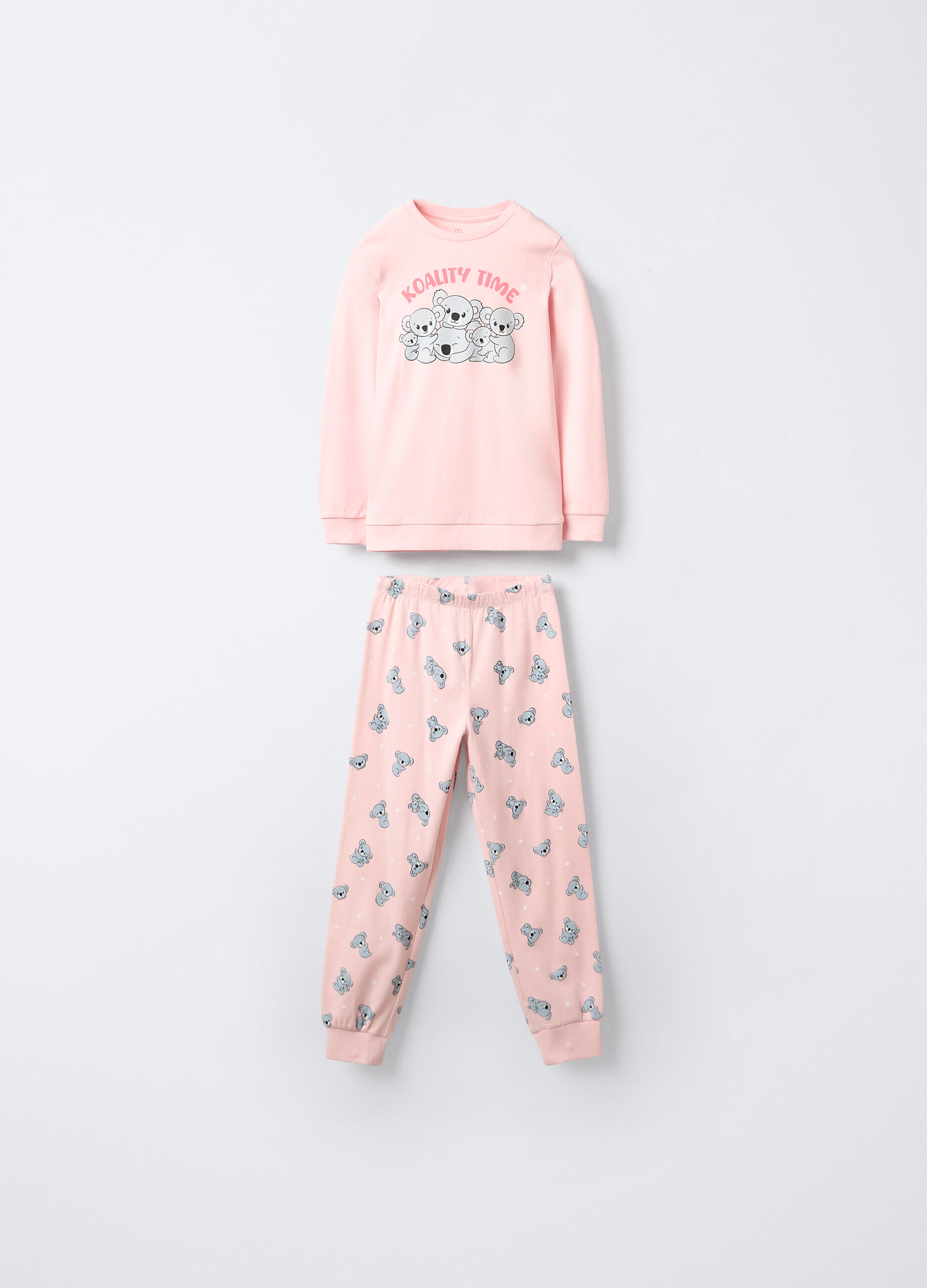 Set pigiama lungo in interlock di puro cotone bambina_0
