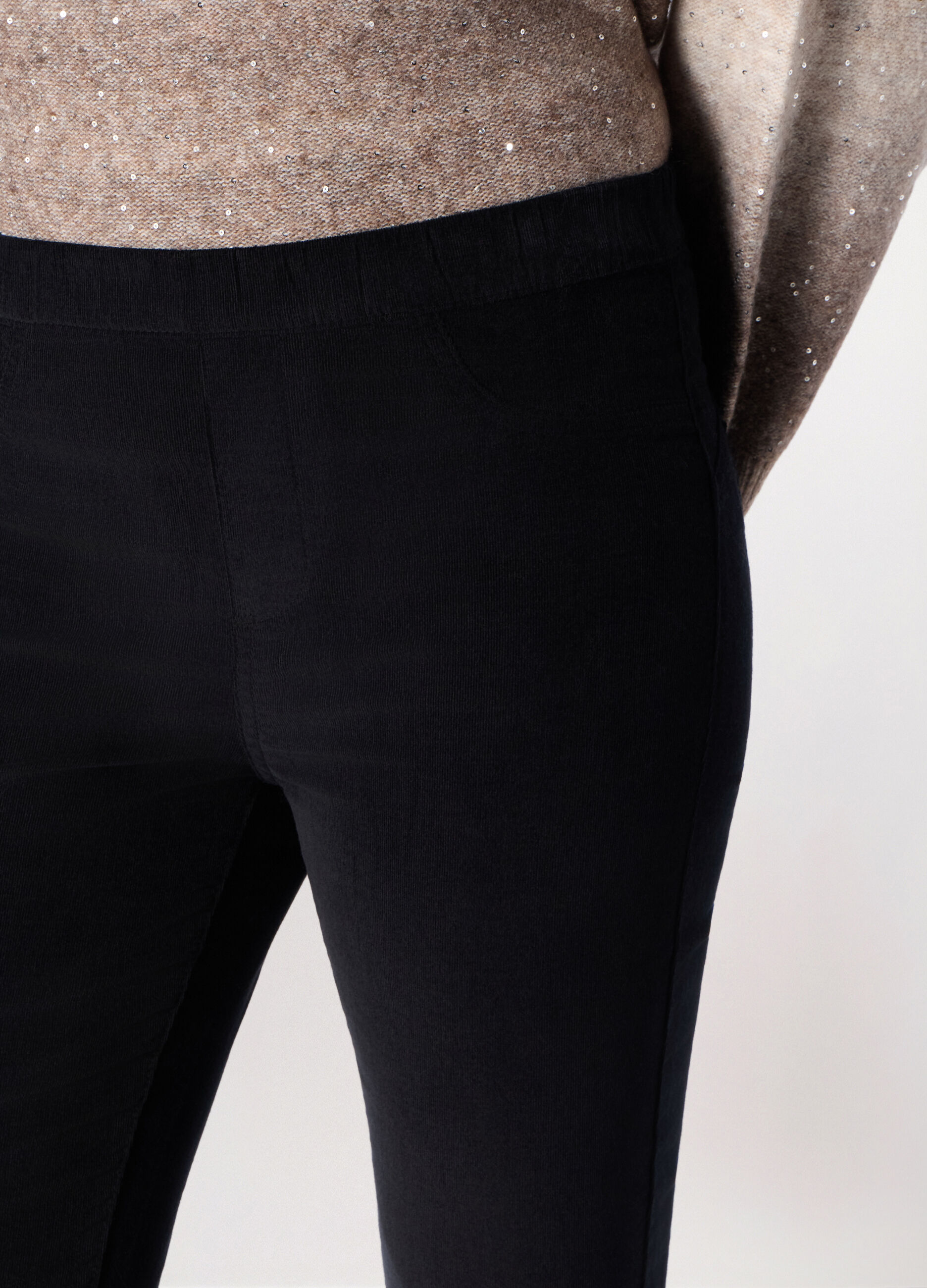 Treggings in velluto a coste di cotone stretch donna_2