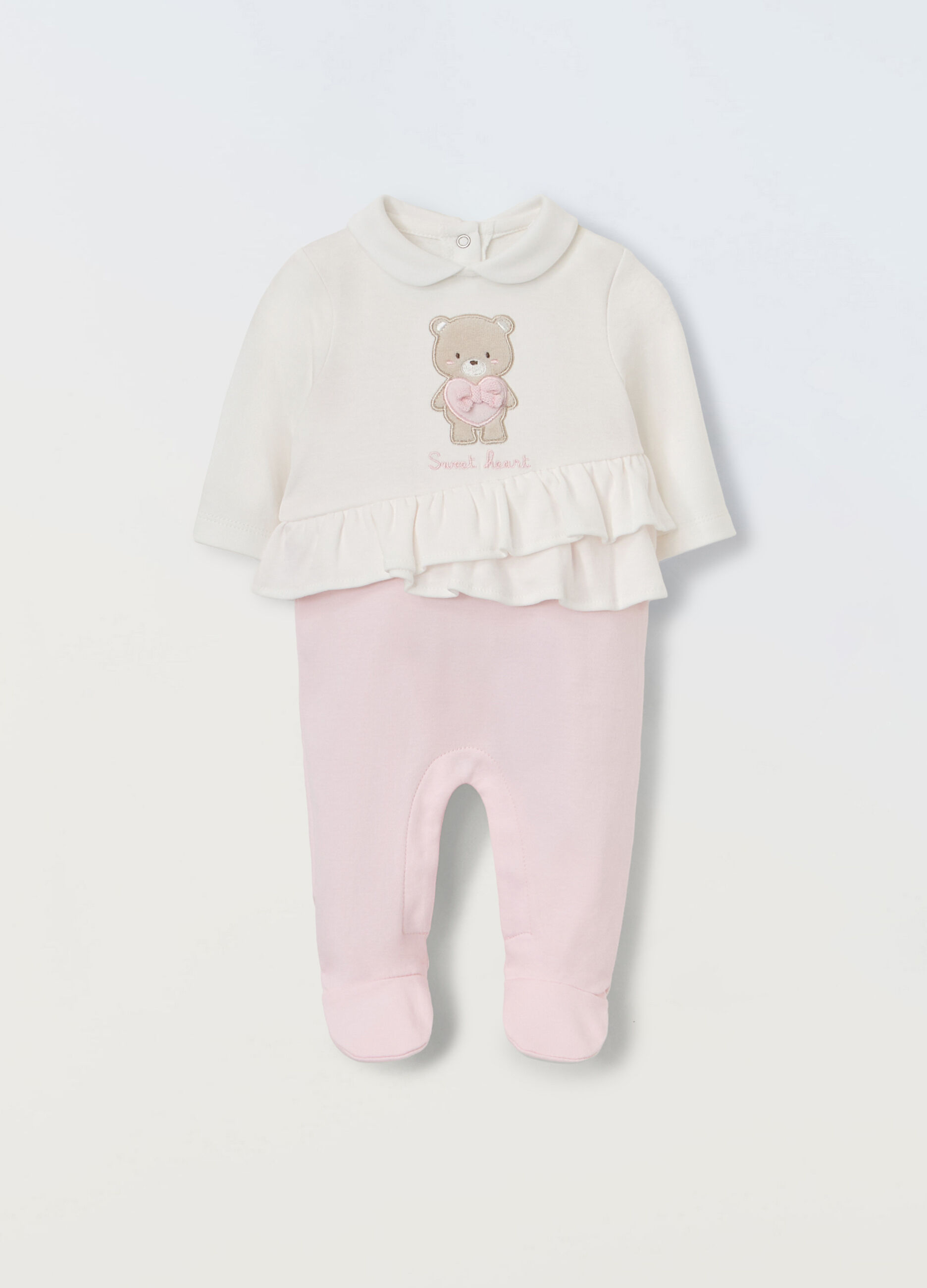 Tutina in puro cotone con rouches neonata_0