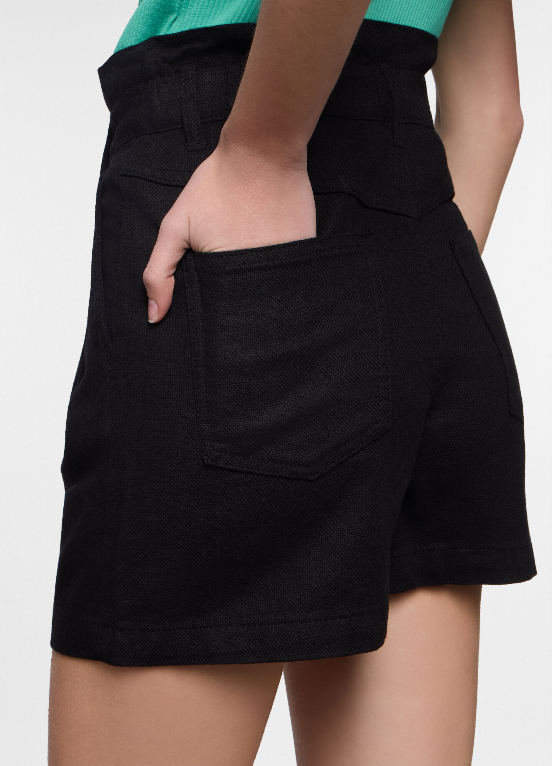 Shorts paperbag misto lino donna_2