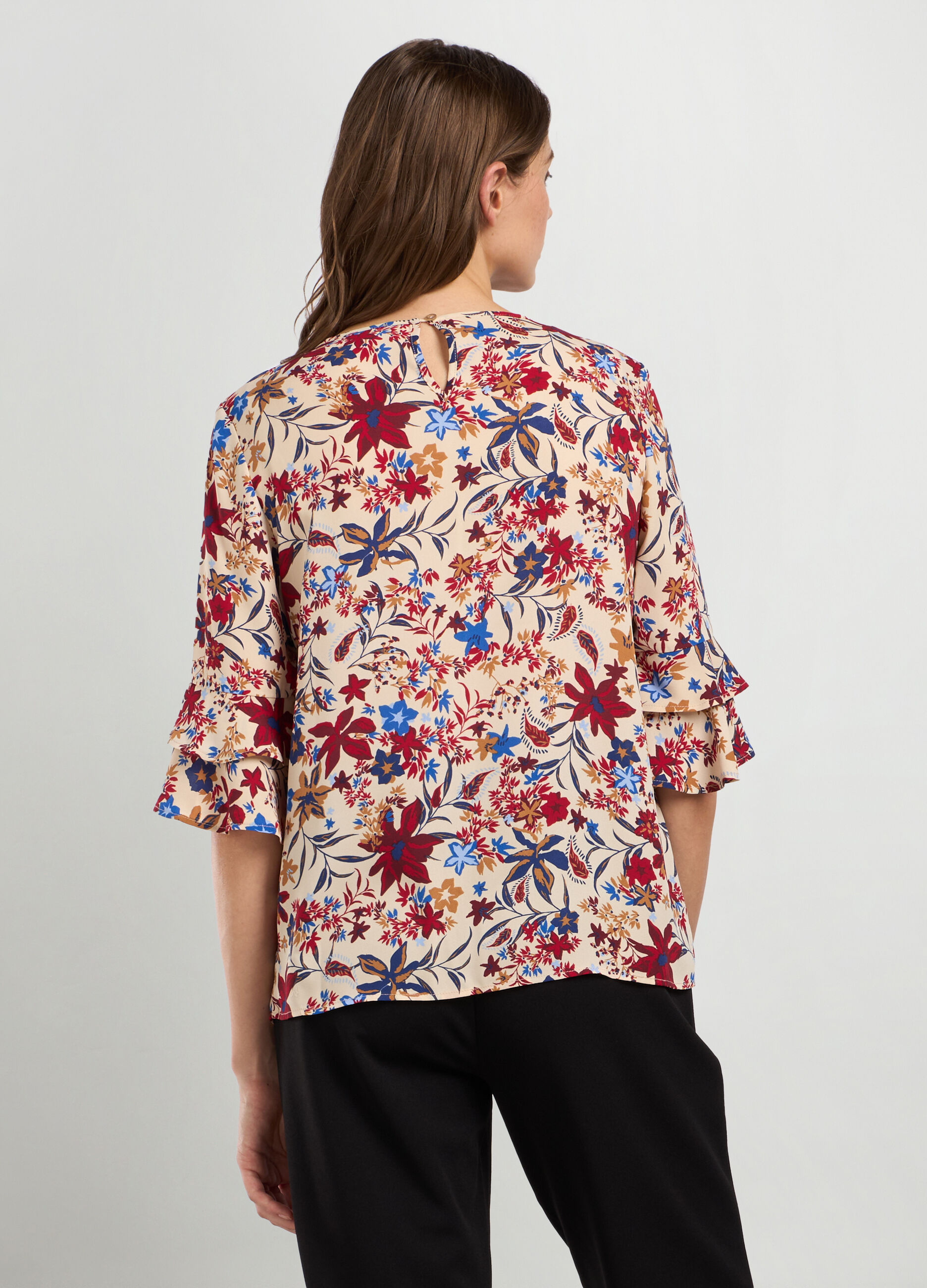 Blusa crêpe con stampa donna _1