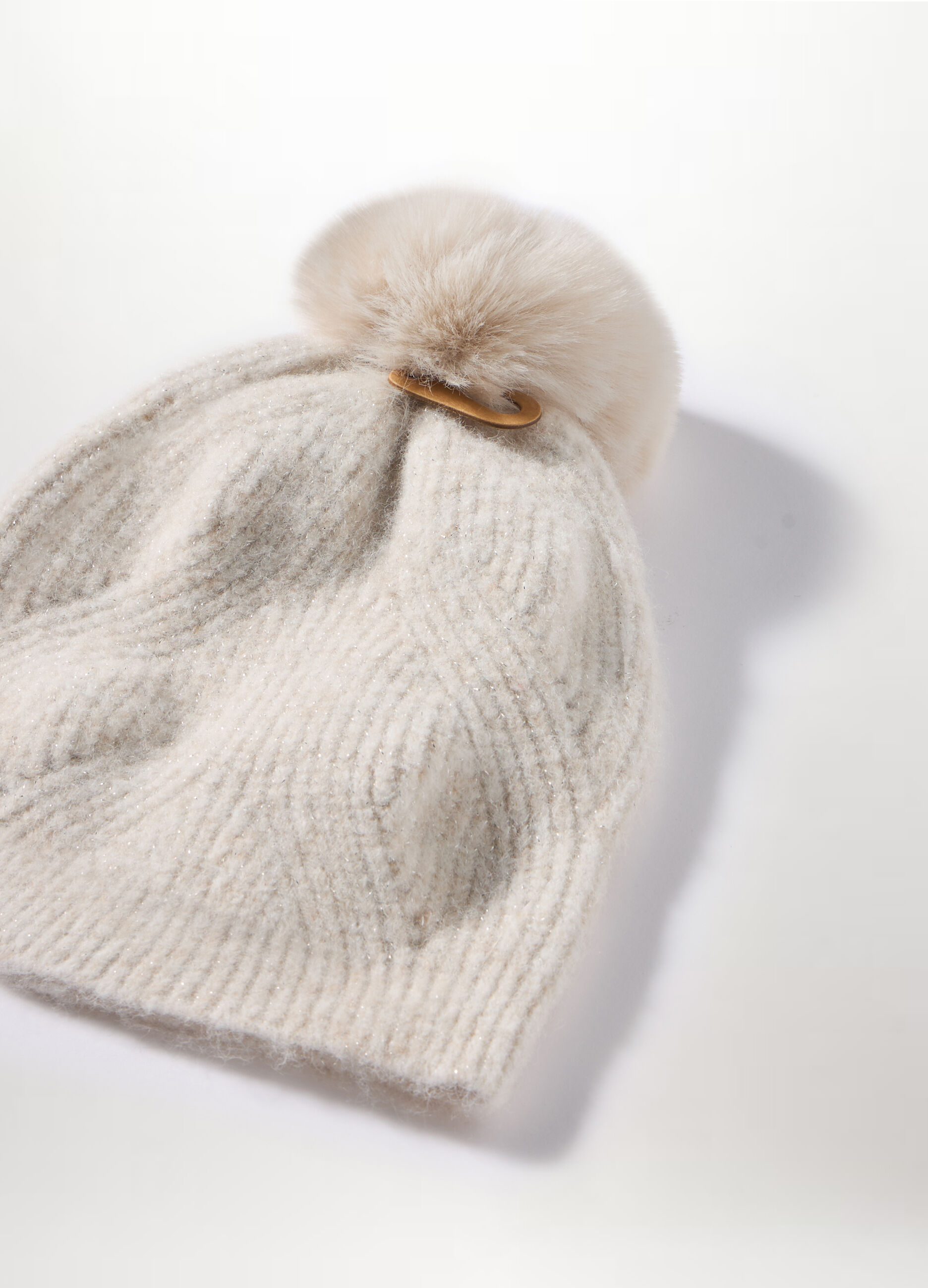 Berretto tricot con pon pom donna_2